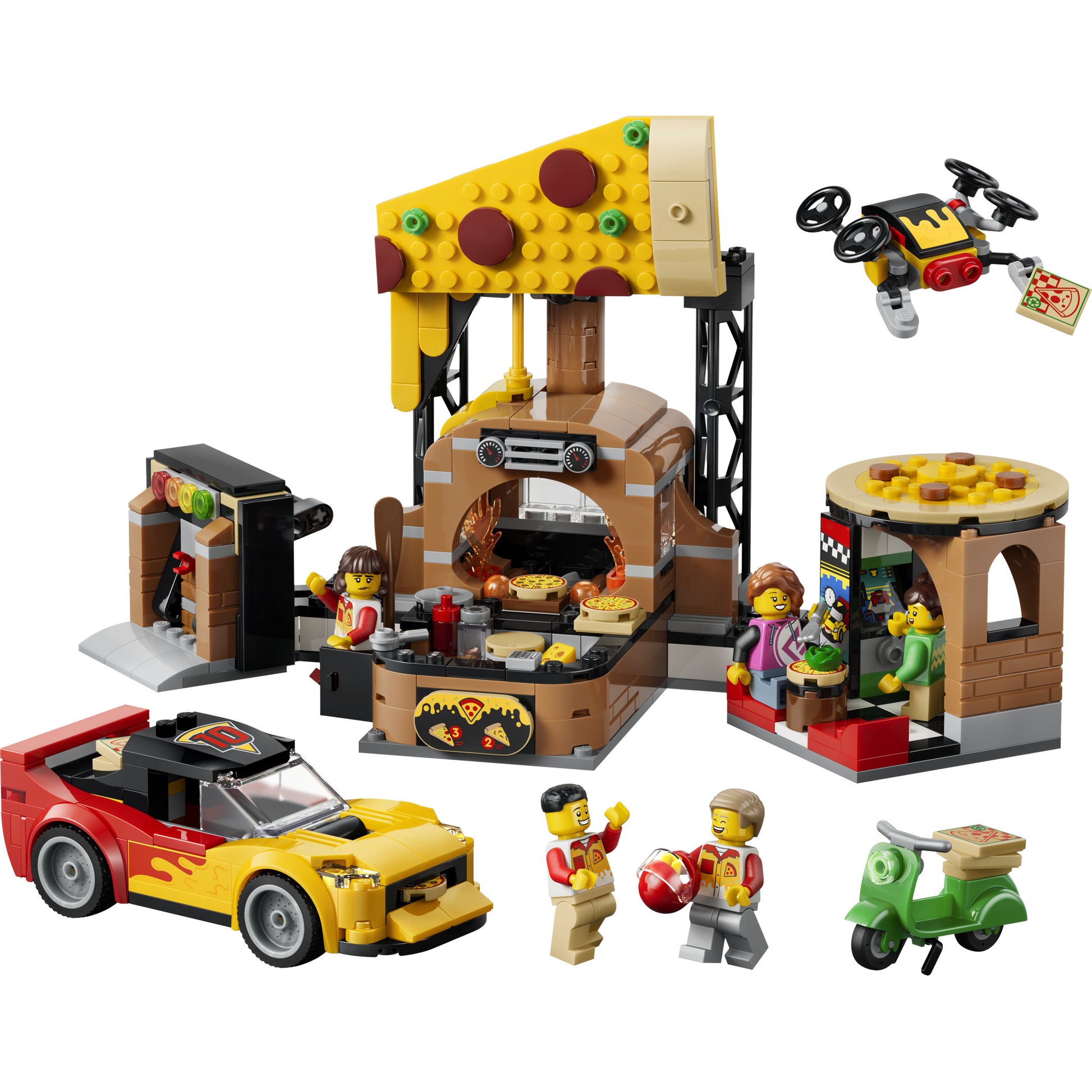 Assembled LEGO 60496 City Pizza Delivery Experience With Vehicles Set