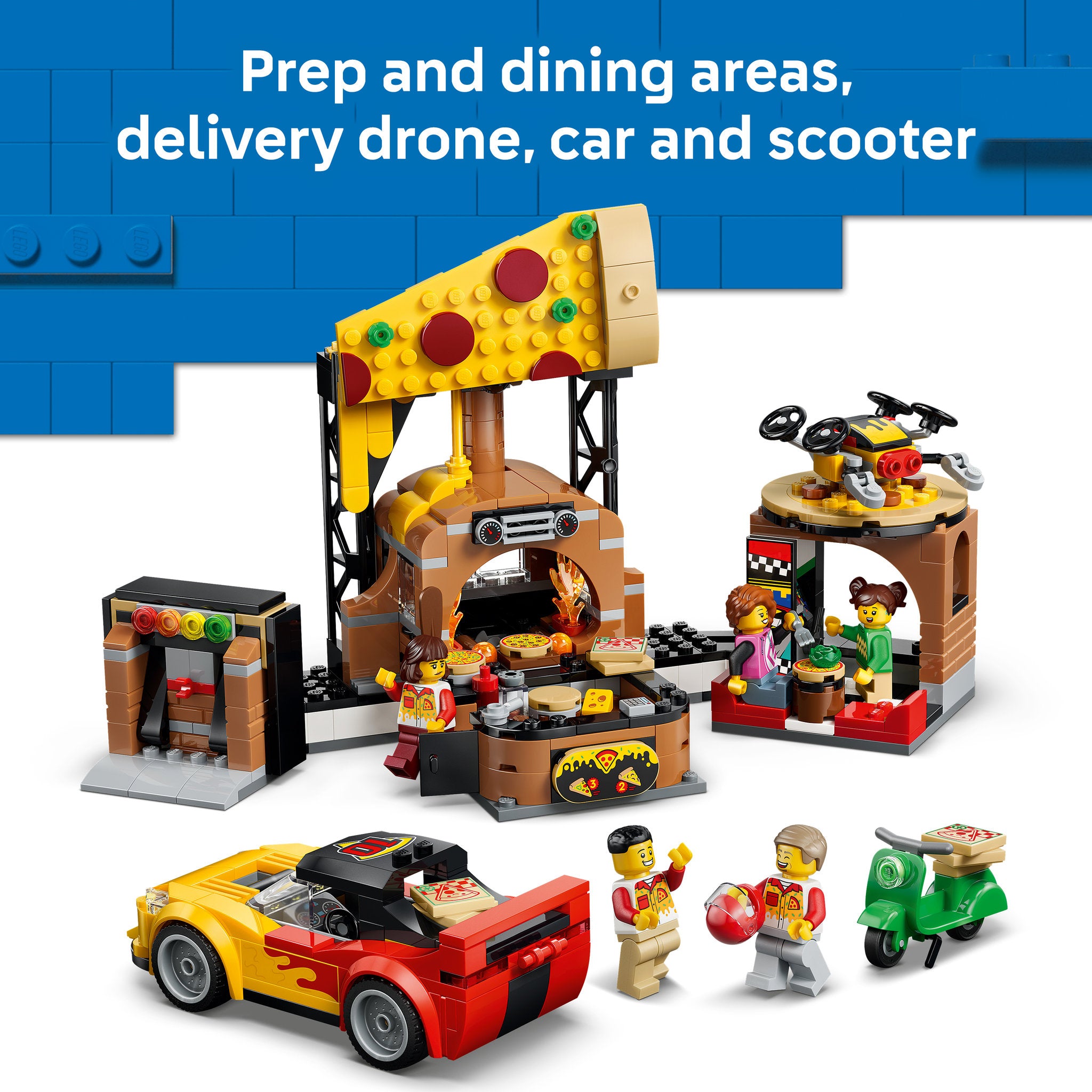 Assembled LEGO 60496 City Pizza Delivery Experience With Vehicles Set