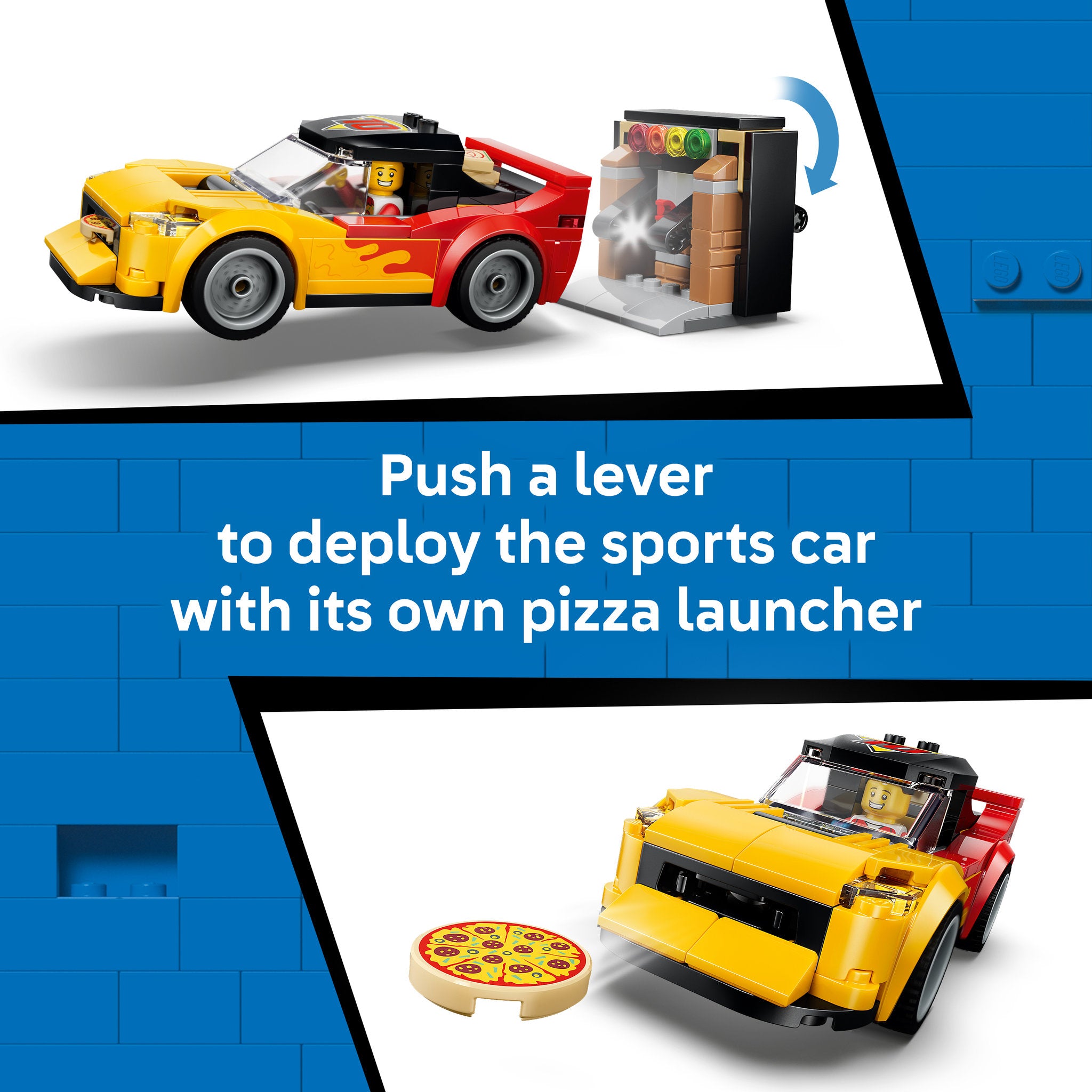 Pizza launcher in LEGO 60496 City Pizza Delivery Experience With Vehicles Set
