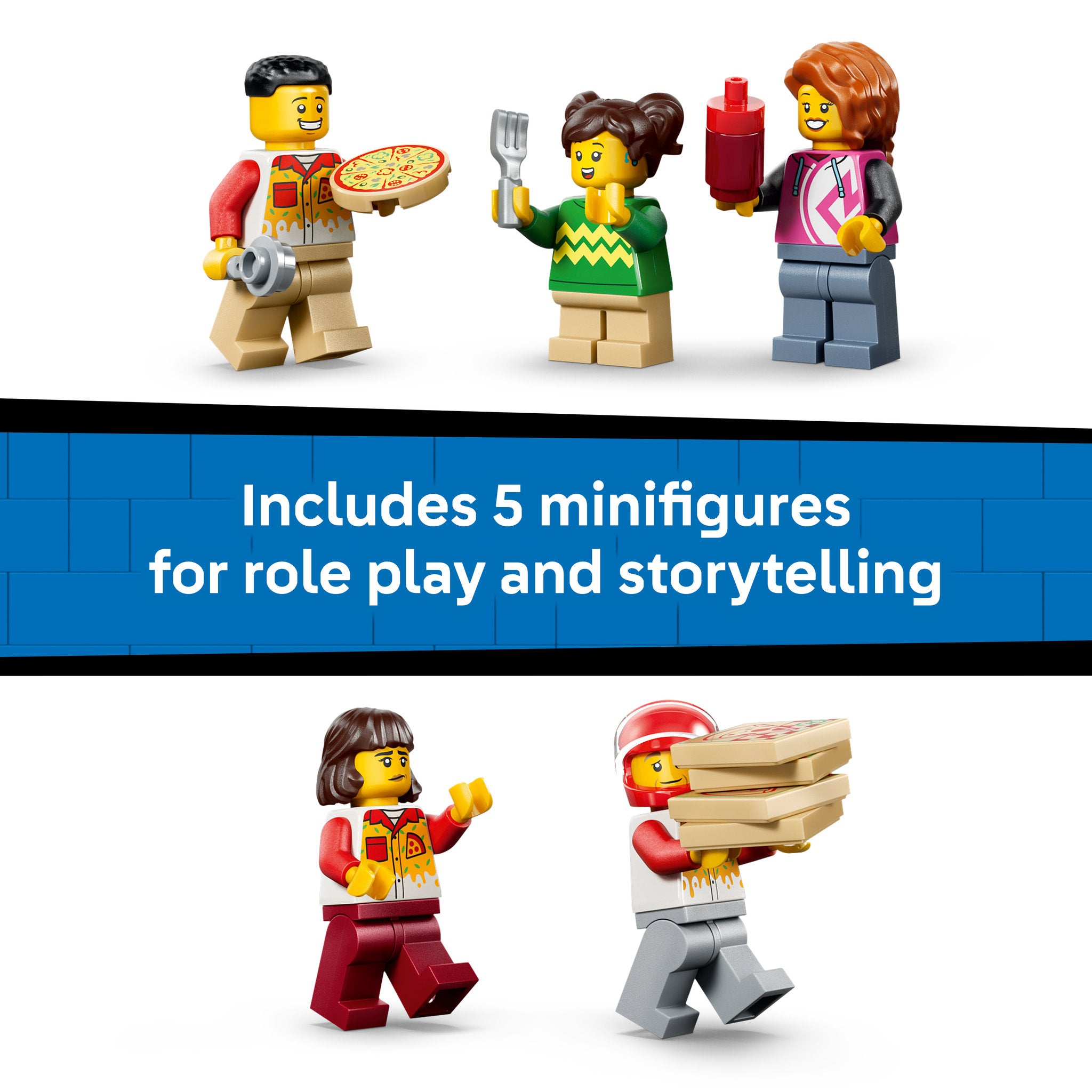 Minifigures included in LEGO 60496 City Pizza Delivery Experience With Vehicles Set