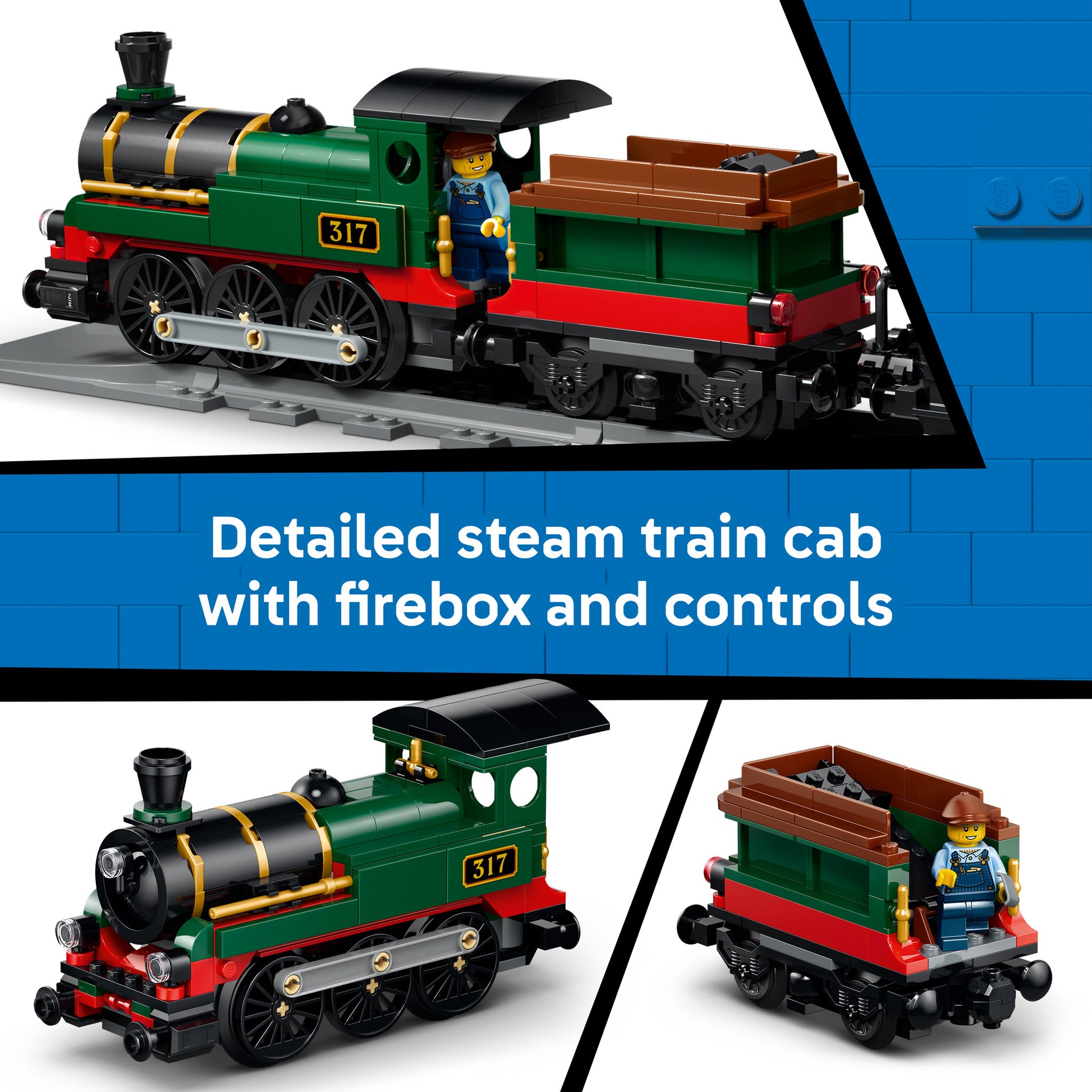 Train cab firebox and controls details - LEGO 60511 City Vintage Steam Train Set