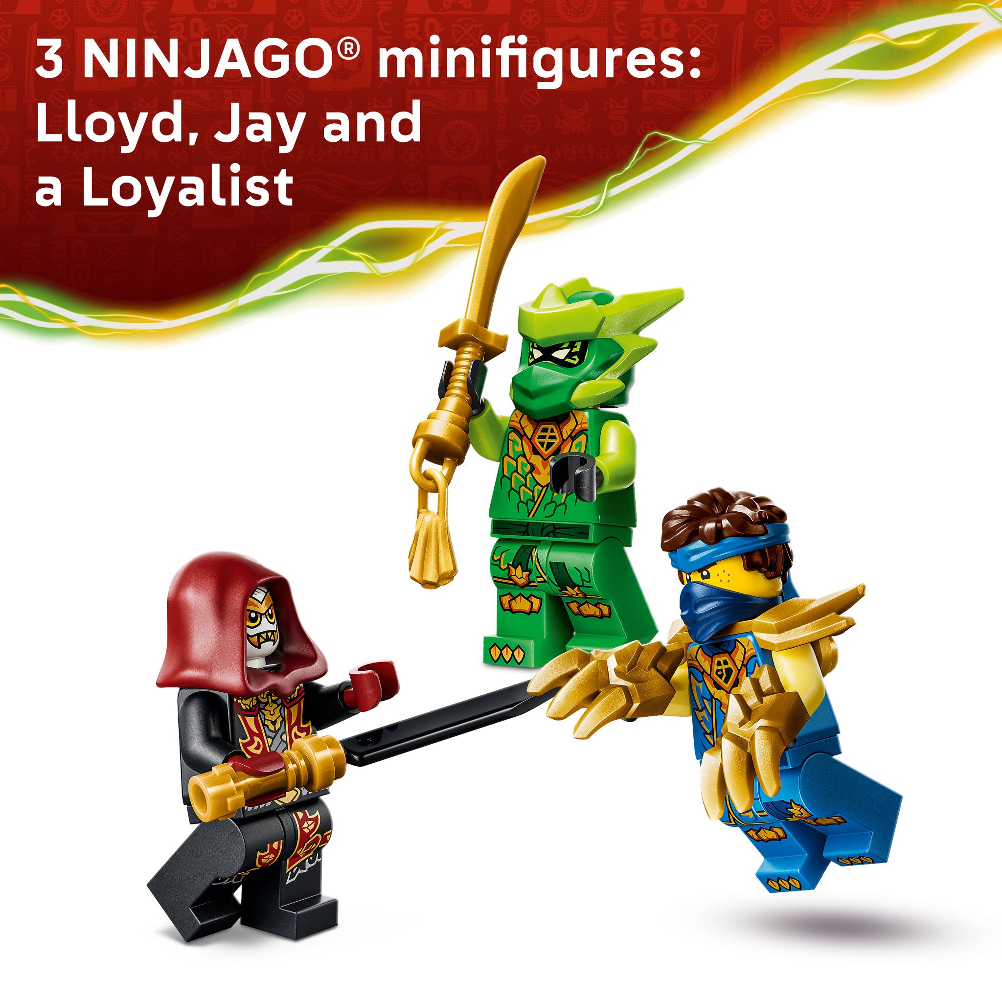 Minifigures in the LEGO 71862 NINJAGO Lloyds Dragon Mech Battle Pack Set