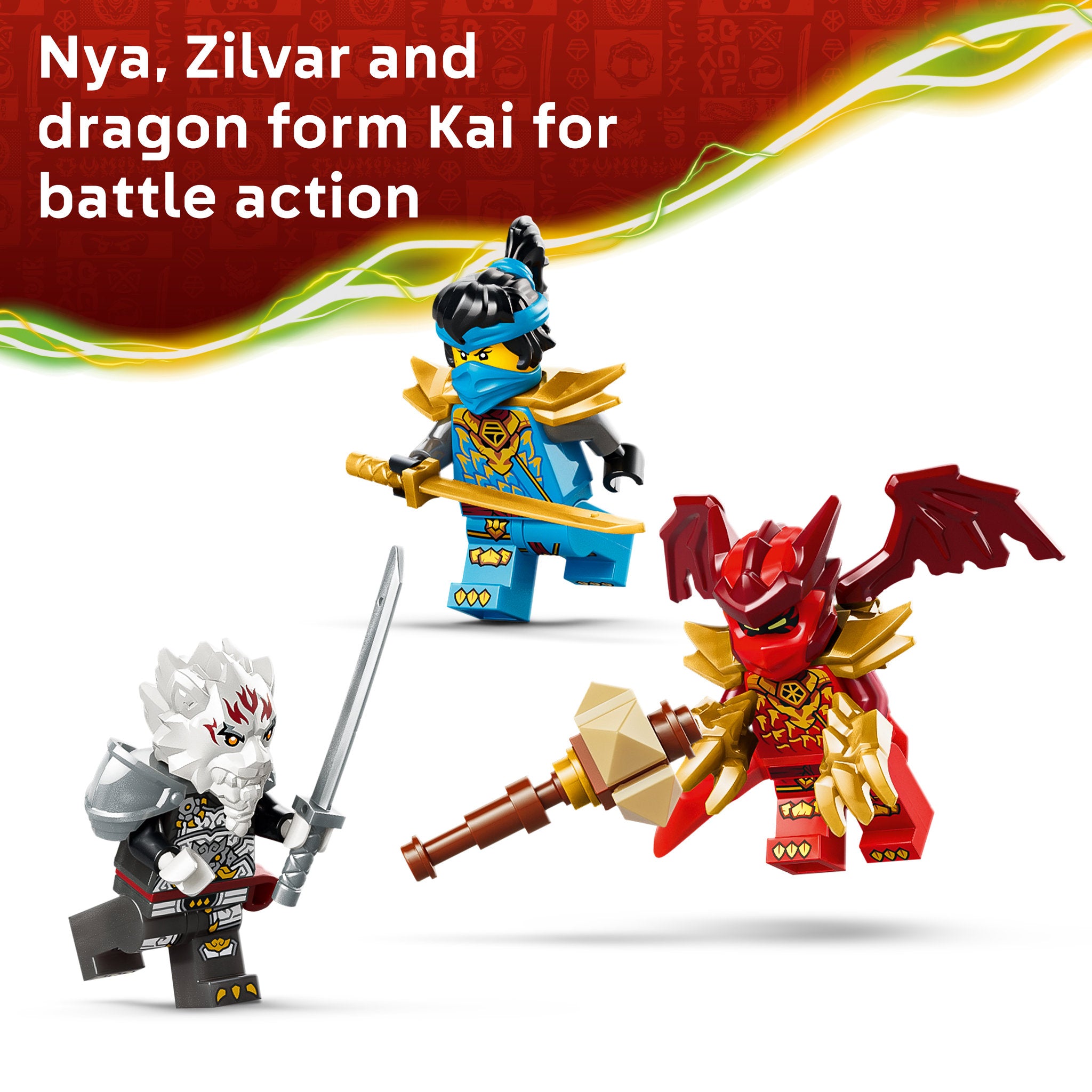 Minifigures in the LEGO 71863 NINJAGO Zilvar and Grimtak The Dragon Beast