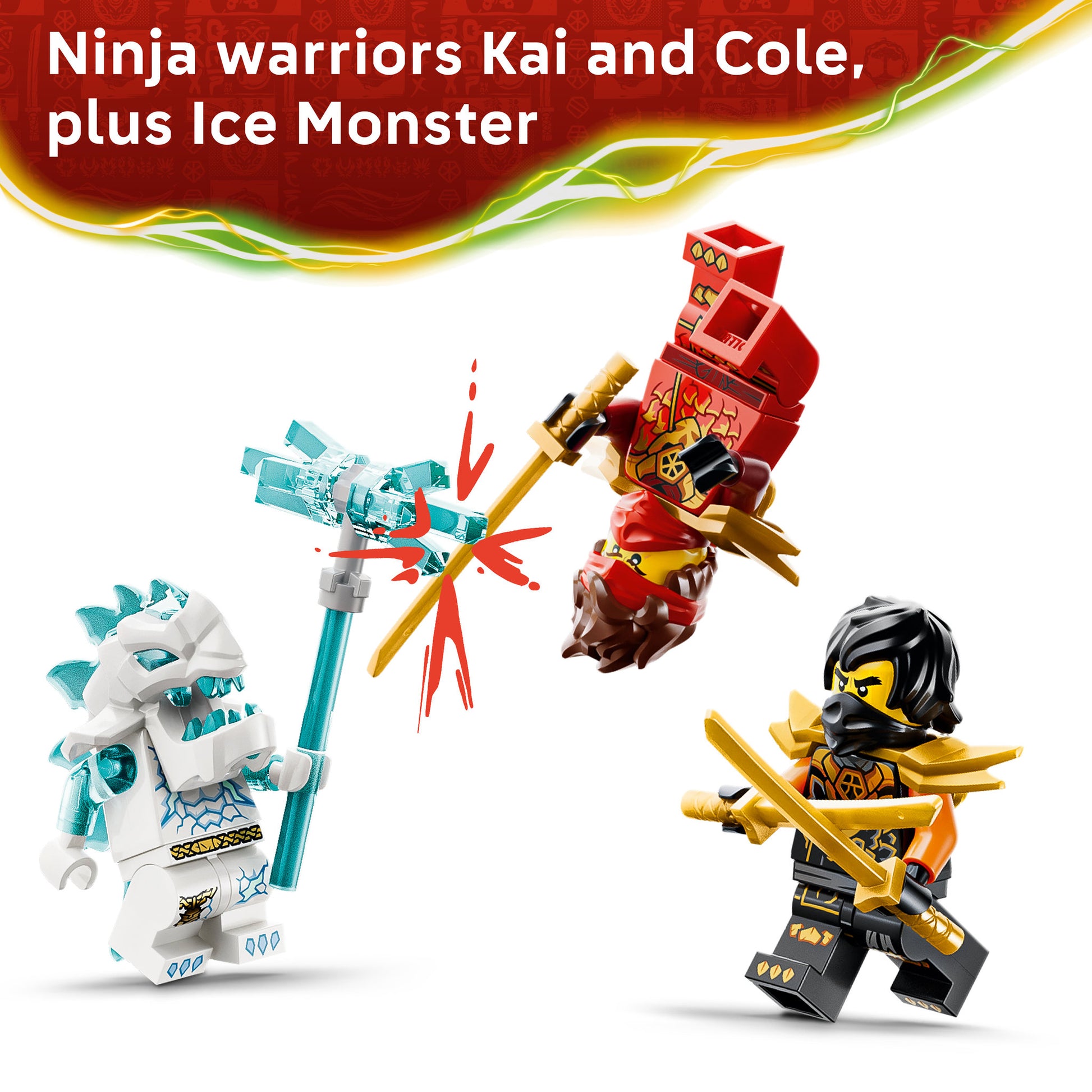 Minifigures in the LEGO 71864 NINJAGO Kai and Coles Combiner Vehicles Set
