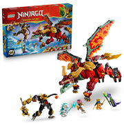 LEGO 71868 NINJAGO Wyldfyre's Transforming Dragon Mech Set assembled, and in packaging