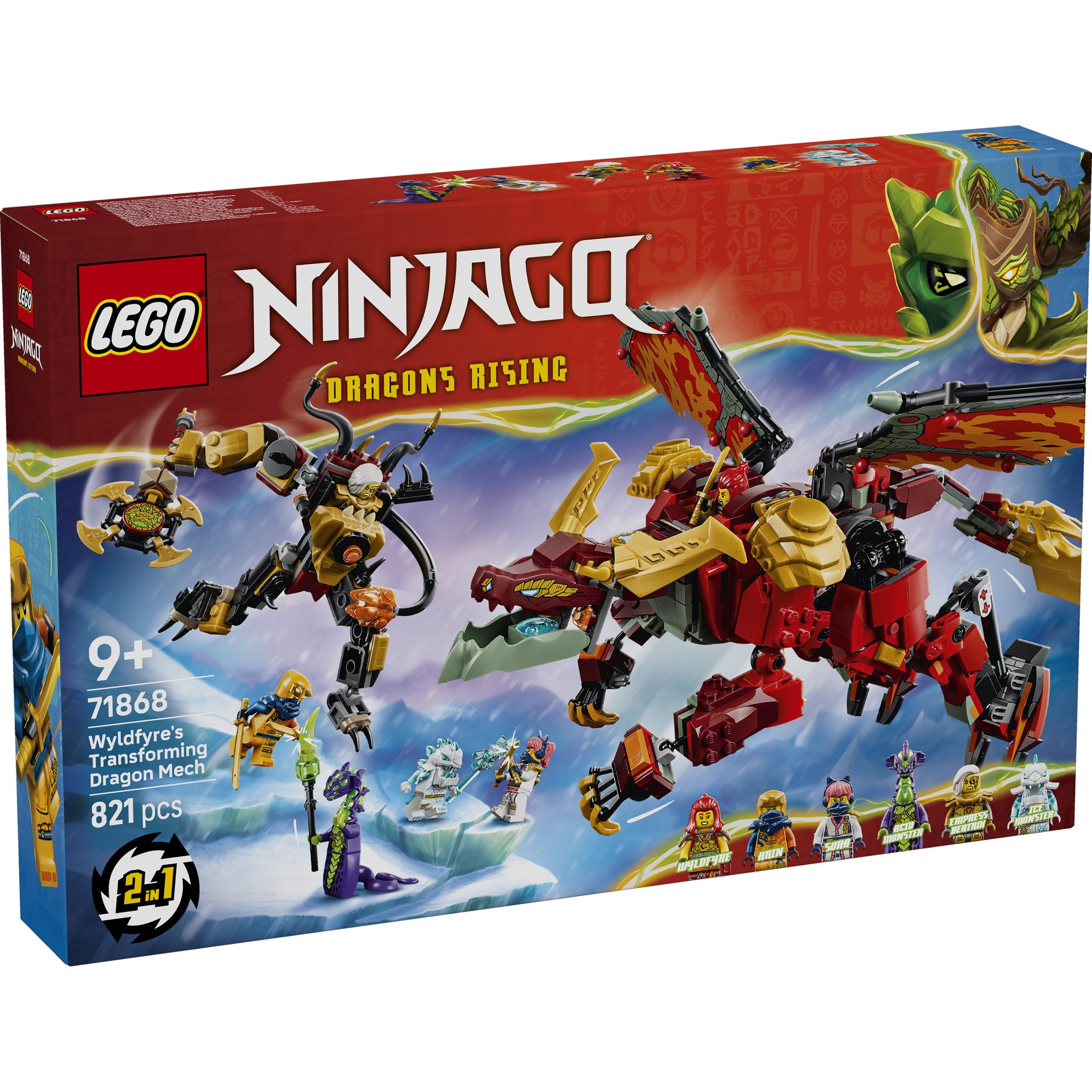 LEGO 71868 NINJAGO Wyldfyre's Transforming Dragon Mech Set in packaging