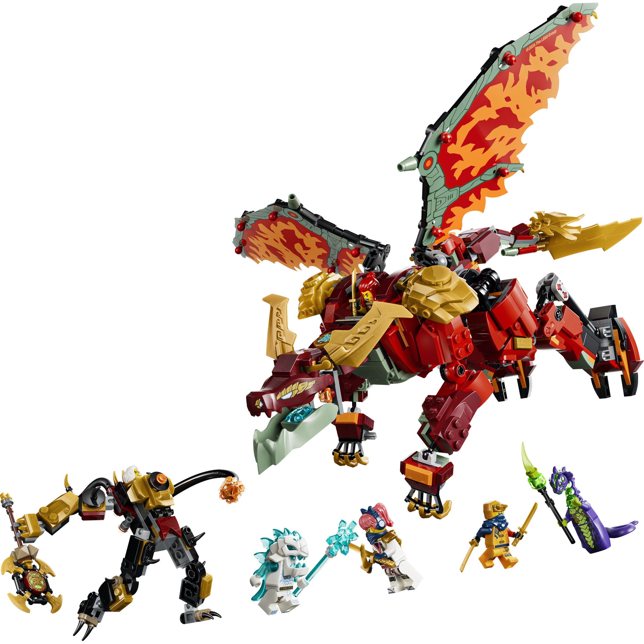Assembled LEGO 71868 NINJAGO Wyldfyre's Transforming Dragon Mech Set