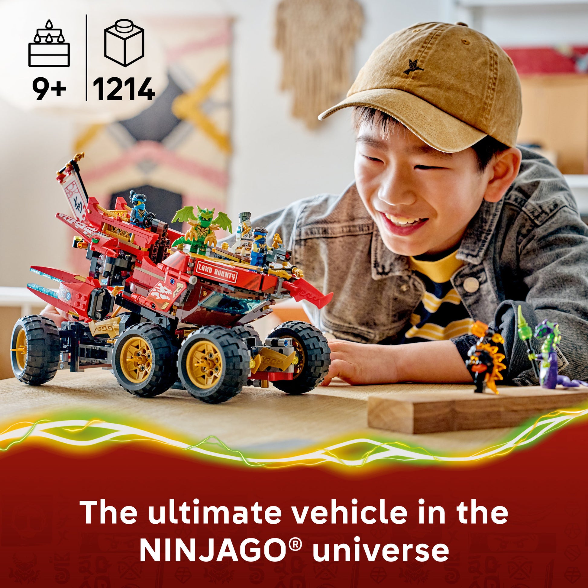 Child playing with LEGO 71869 NINJAGO The Land Bounty Set
