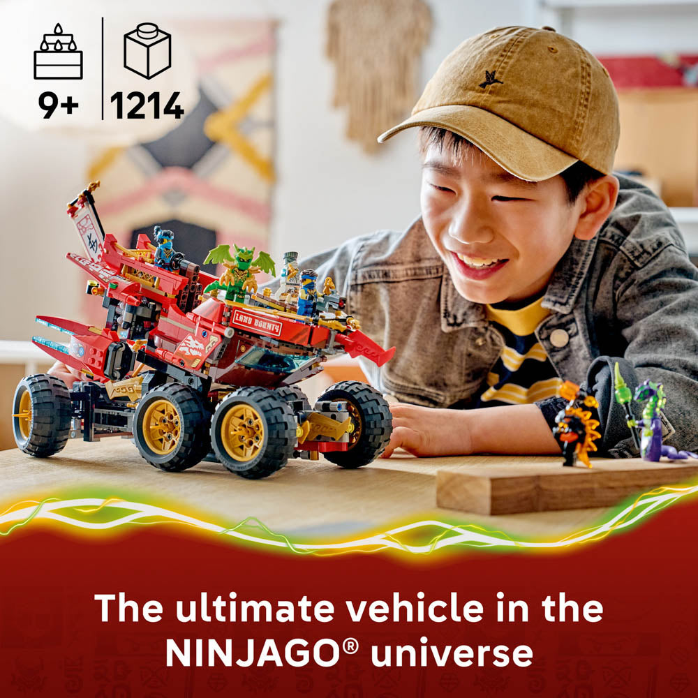 Child playing with LEGO 71869 NINJAGO The Land Bounty Set