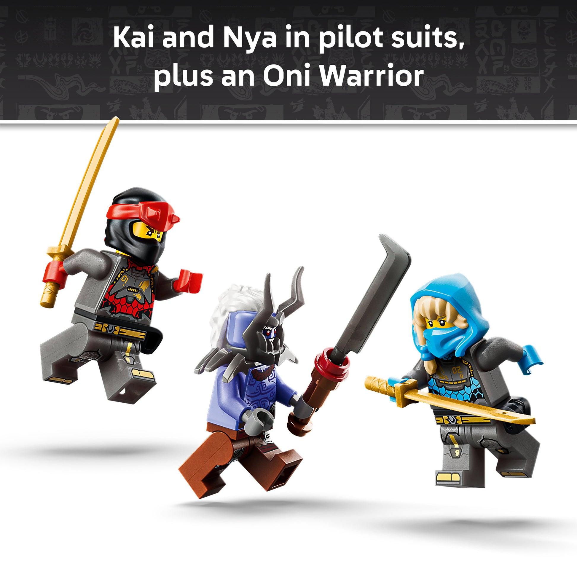 Minifigures included in the LEGO 71870 NINJAGO The Twin Titan Mechs