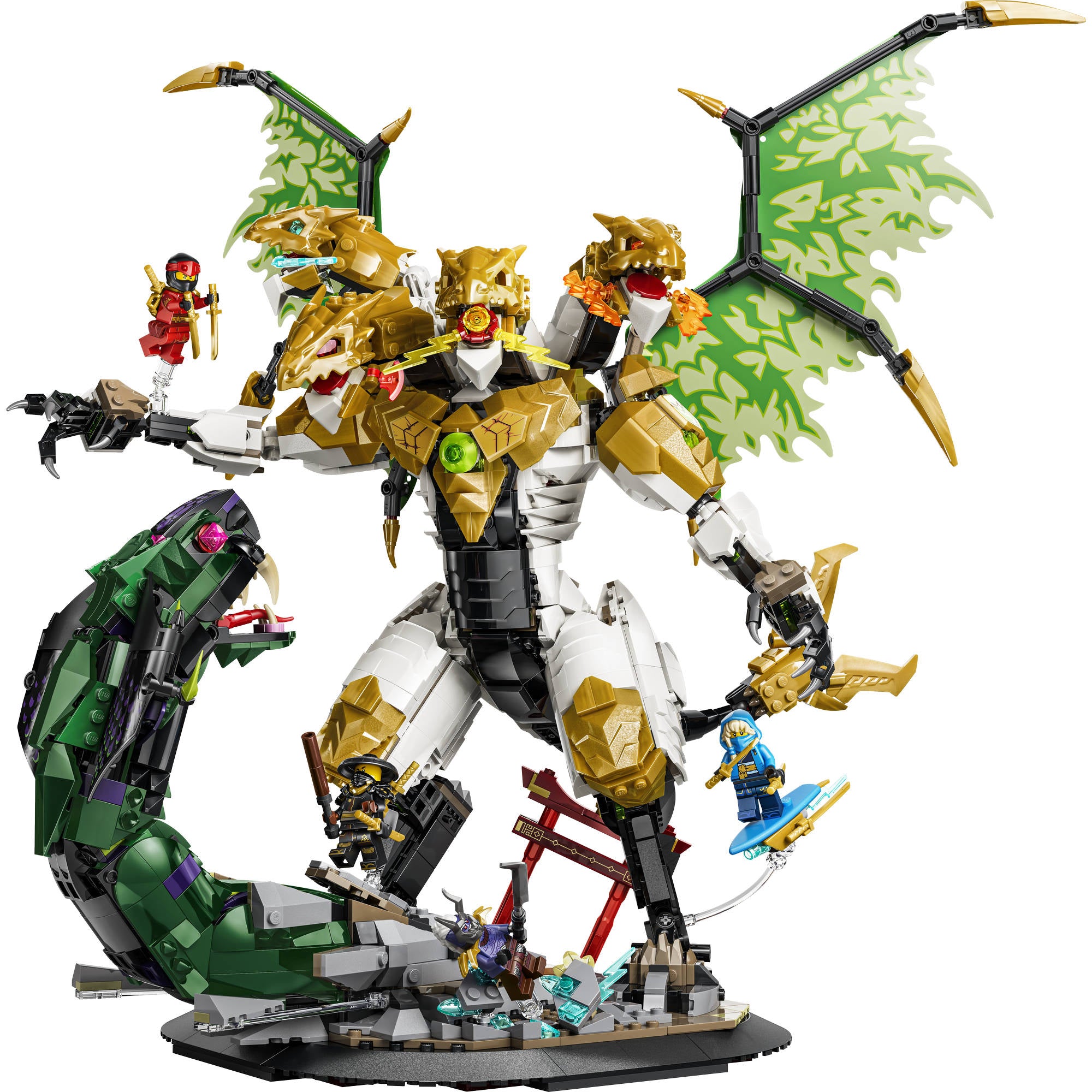 Close-up assembled LEGO 71872 NINJAGO Ultra Dragon Battle Set