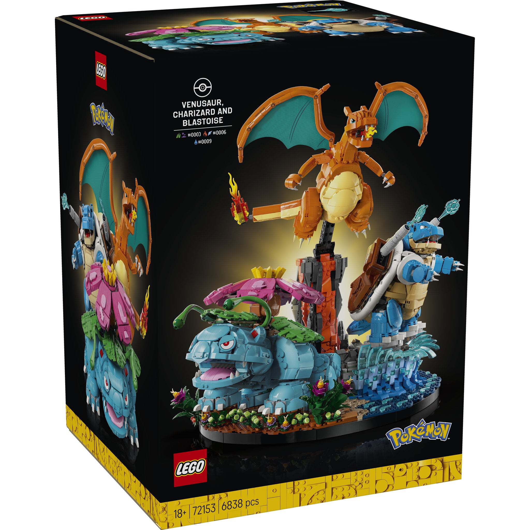 LEGO 72153 Pokemon Venusaur, Charizard and Blastoise Set in packaging