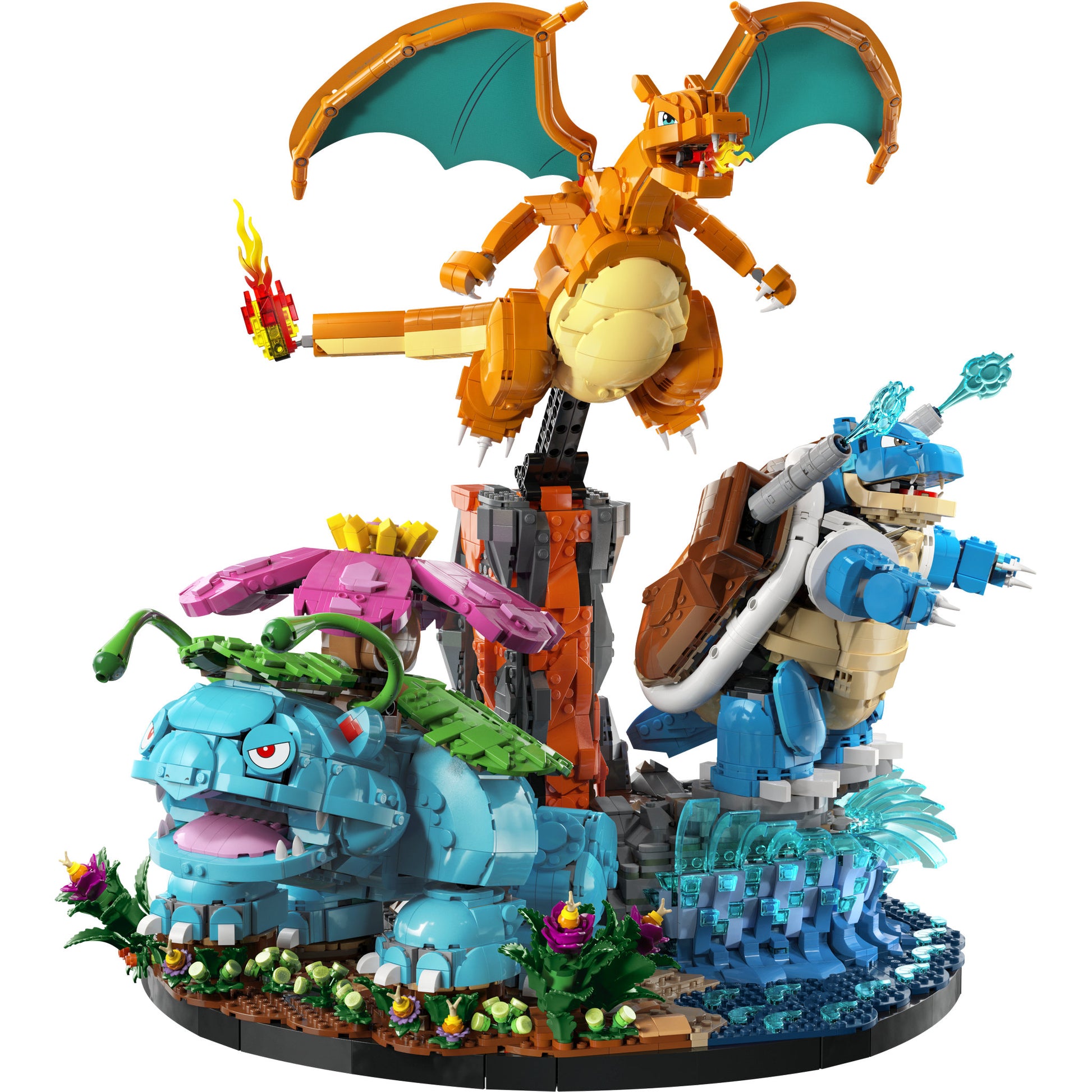 Assembled LEGO 72153 Pokemon Venusaur, Charizard and Blastoise Set