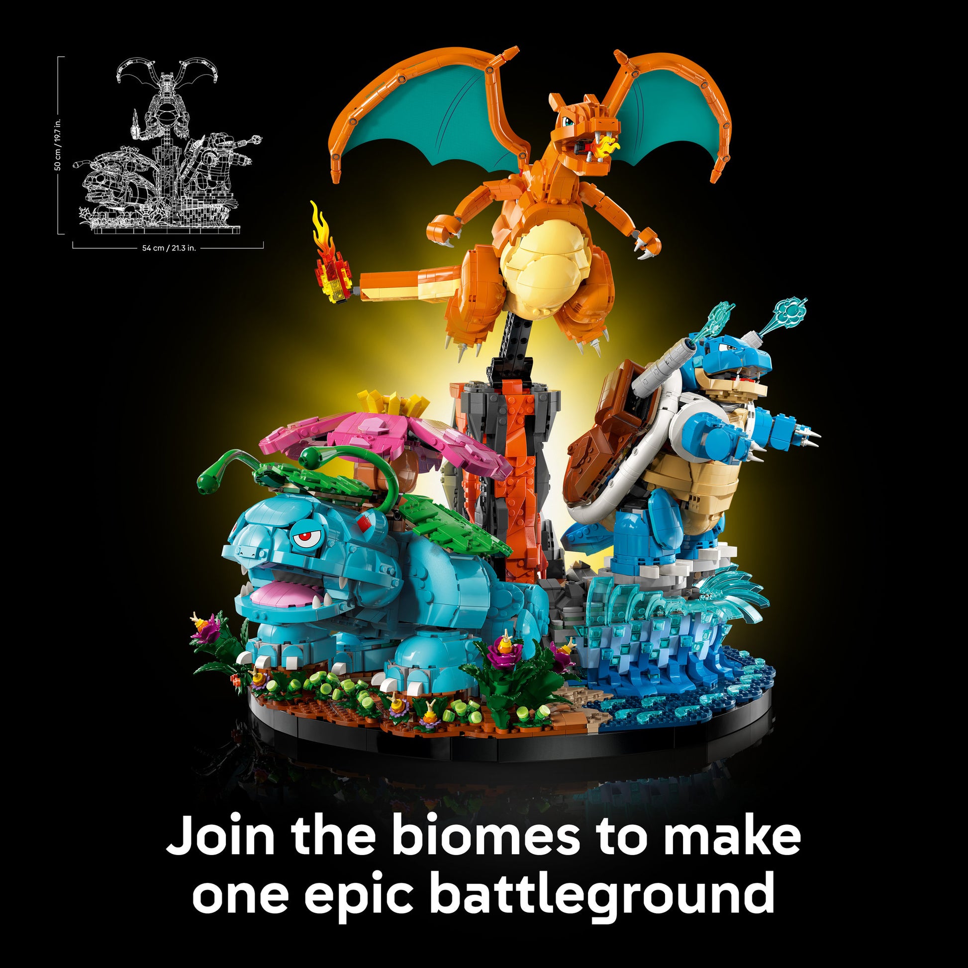 Connectable biome stand in LEGO 72153 Pokemon Venusaur, Charizard and Blastoise Set