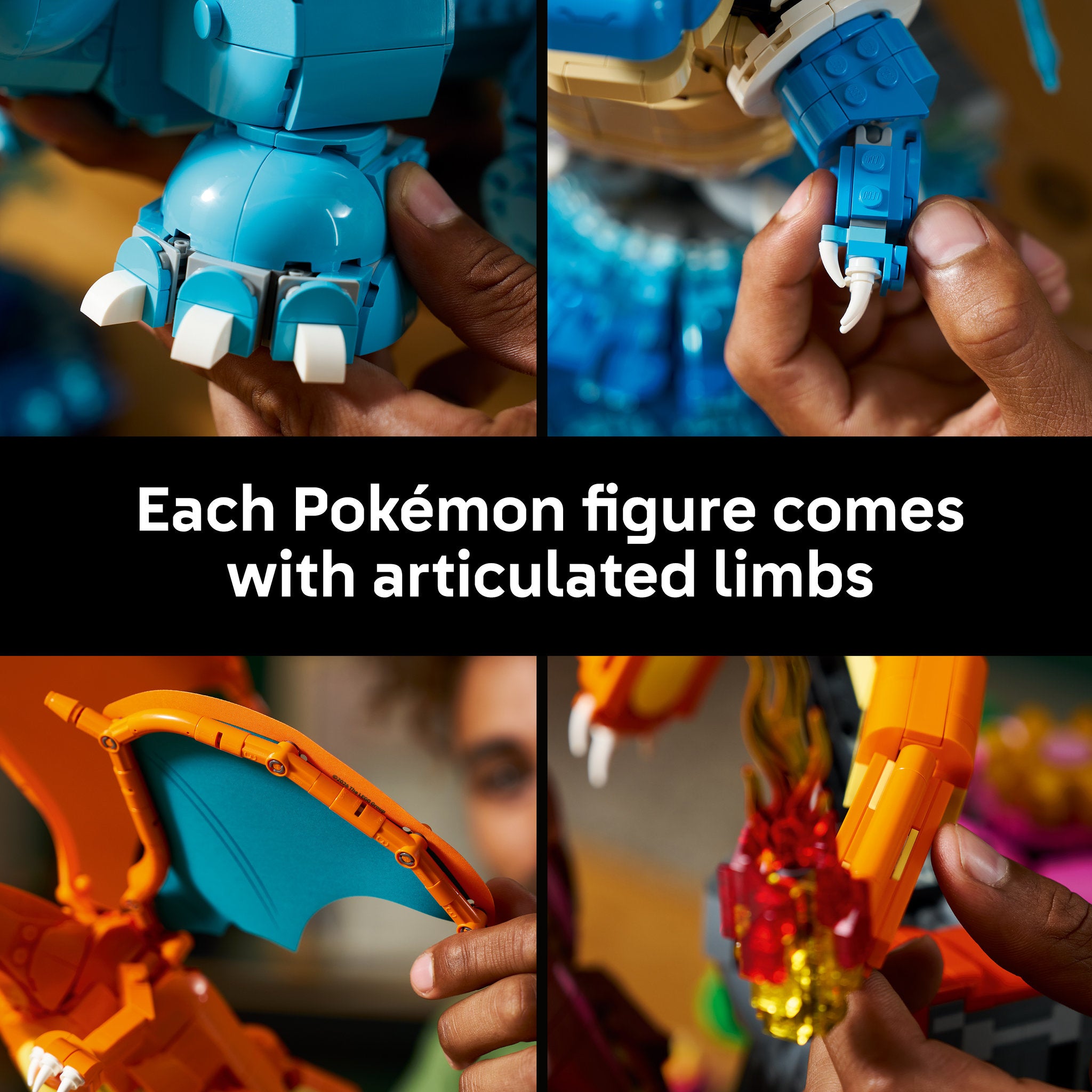 Articulated limbs in LEGO 72153 Pokemon Venusaur, Charizard and Blastoise Set