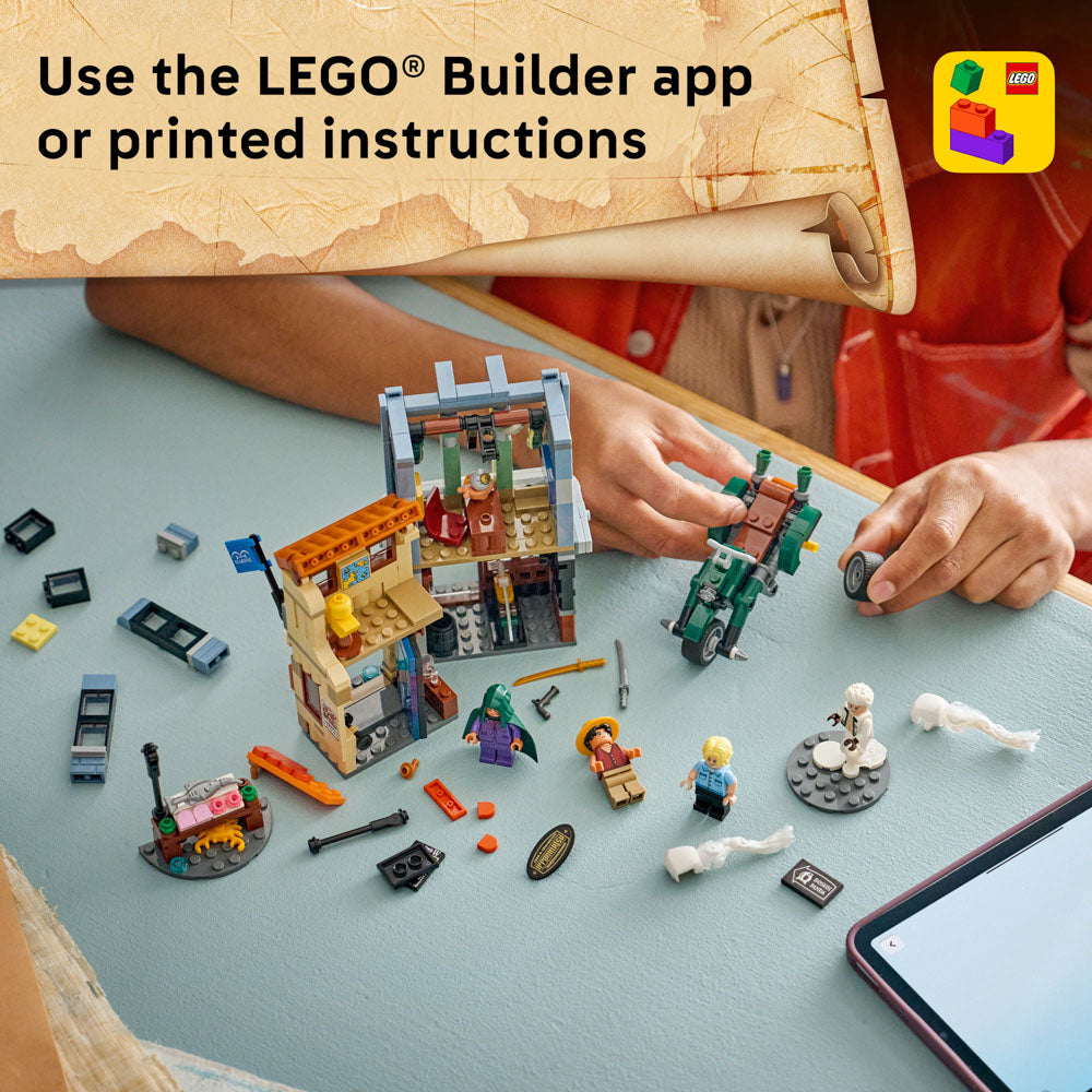 Use the lego builder app to make the LEGO 75642 ONE PIECE Showdown with Captain Smoker set