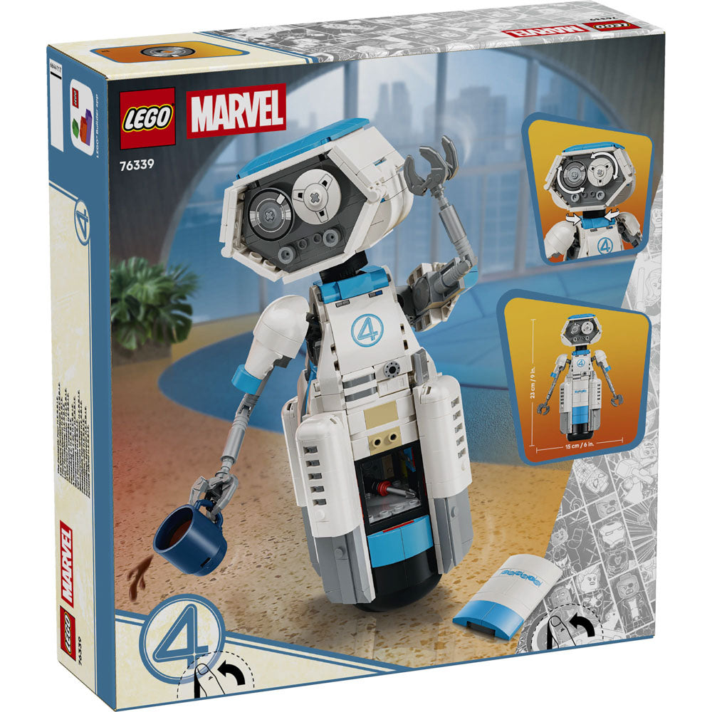 Back packaging of the LEGO 76339 Super Heroes The Fantastic Four H.E.R.B.I.E. set