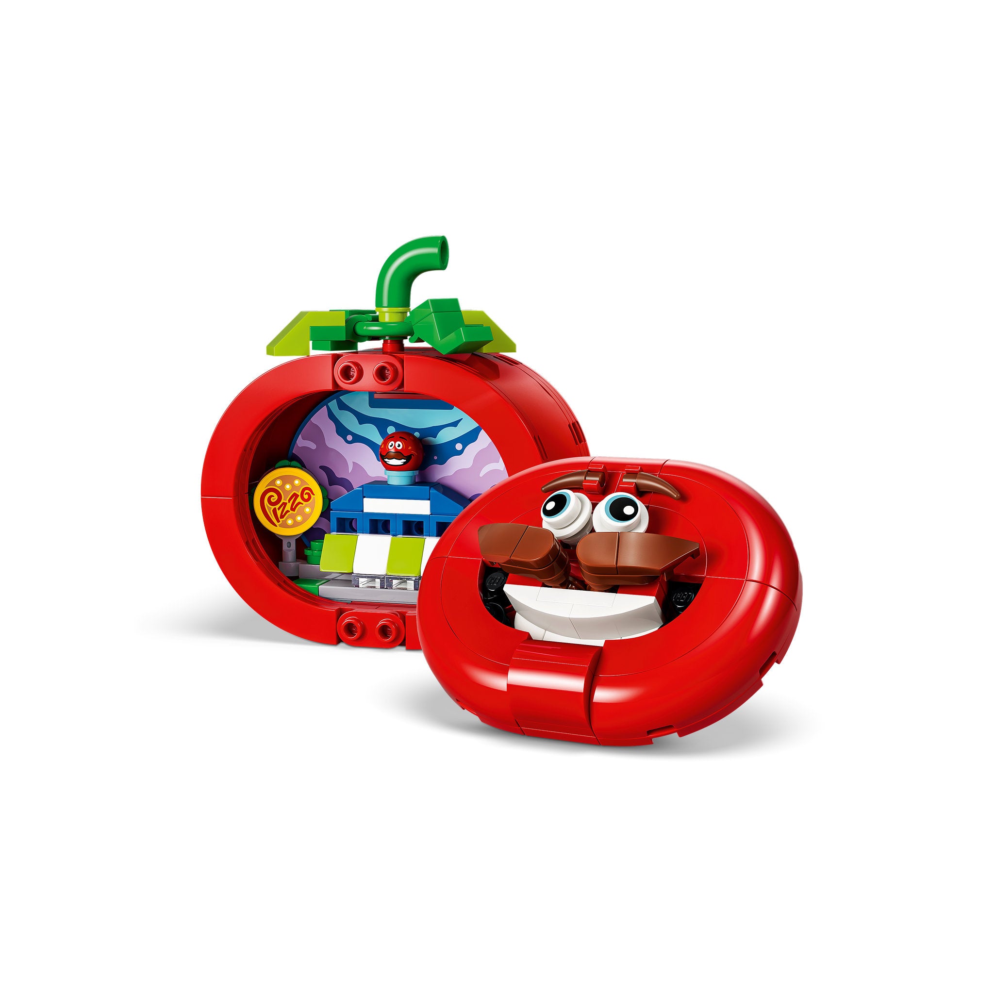 Open and assembled LEGO 77079 Fortnite Tomatohead Set