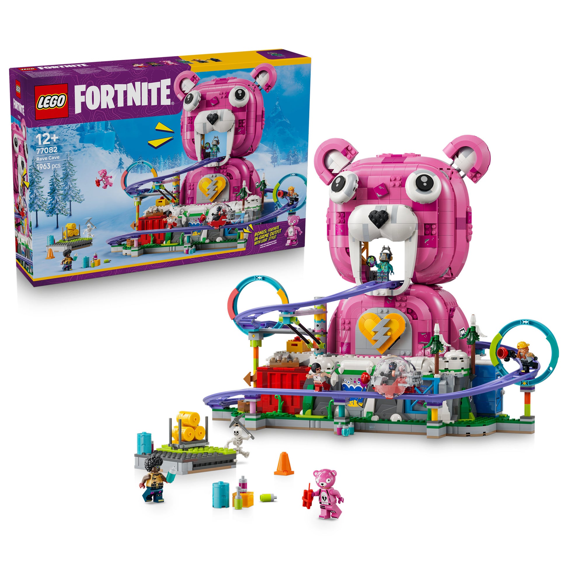 LEGO 77082 Fortnite Rave Cave Cuddle Head Team Leader Set assembled, and in packaging