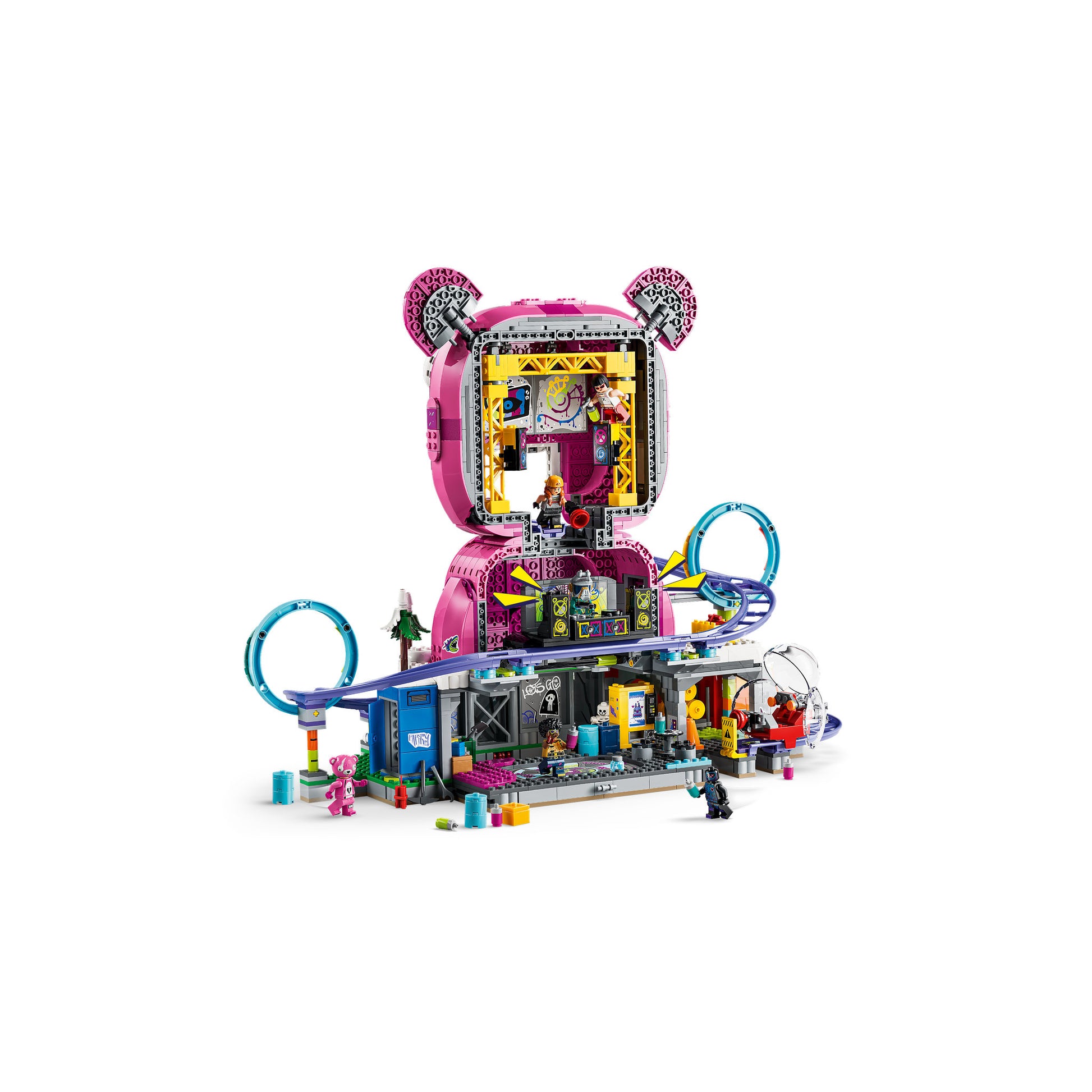 Assembled LEGO 77082 Fortnite Rave Cave Cuddle Head Team Leader Set, from the back