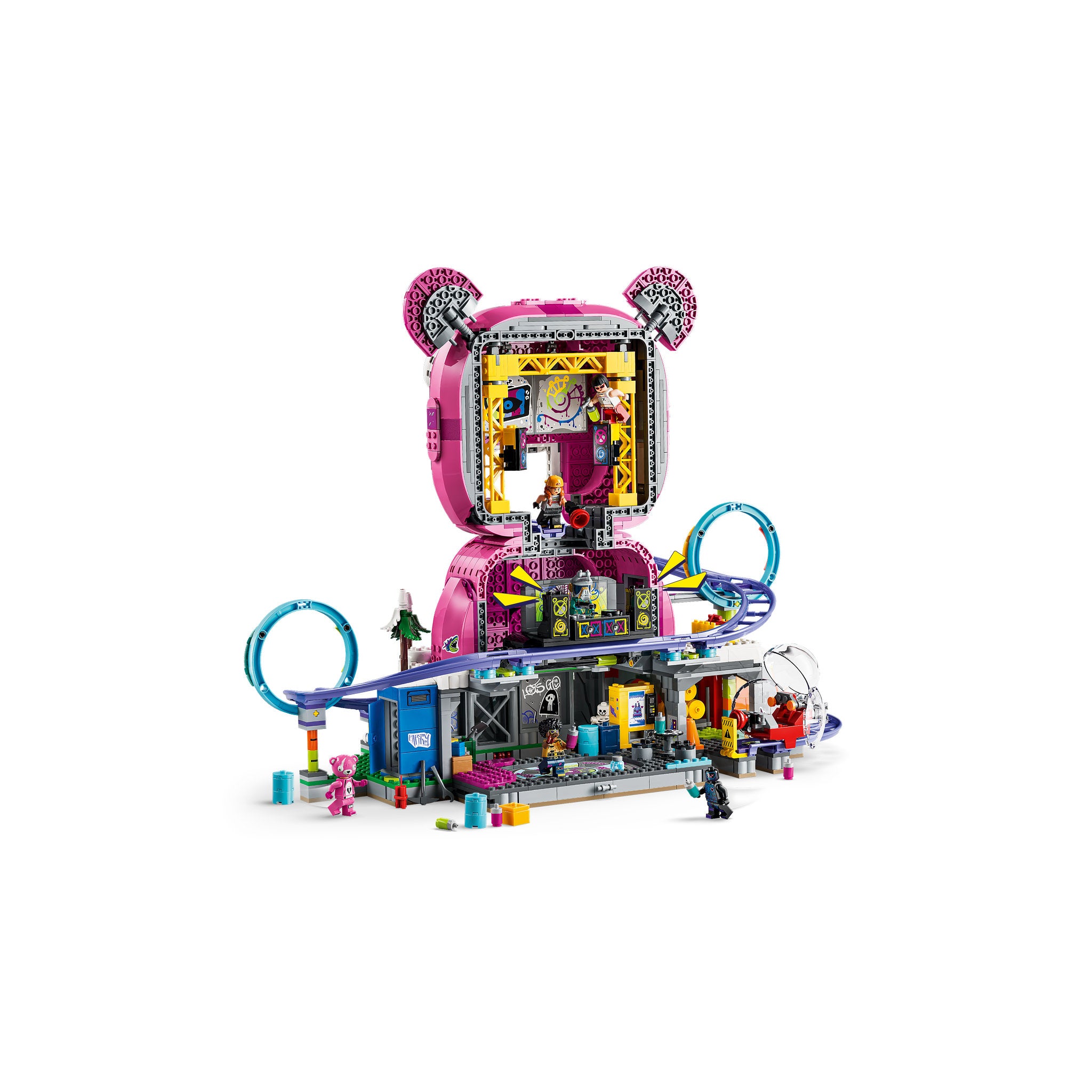 Assembled LEGO 77082 Fortnite Rave Cave Cuddle Head Team Leader Set, from the back