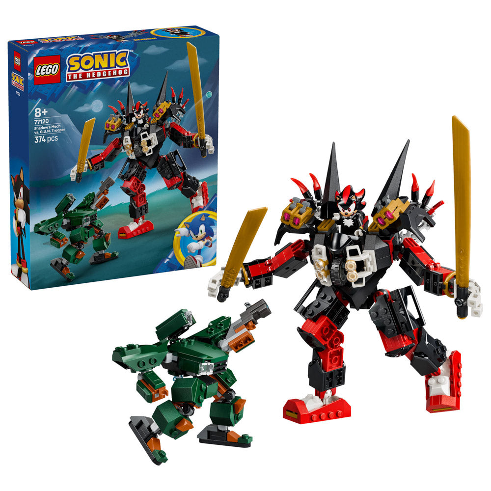 Assembled LEGO 77120 Sonic Hedgehog Shadow's Mech vs. G.U.N. Trooper set