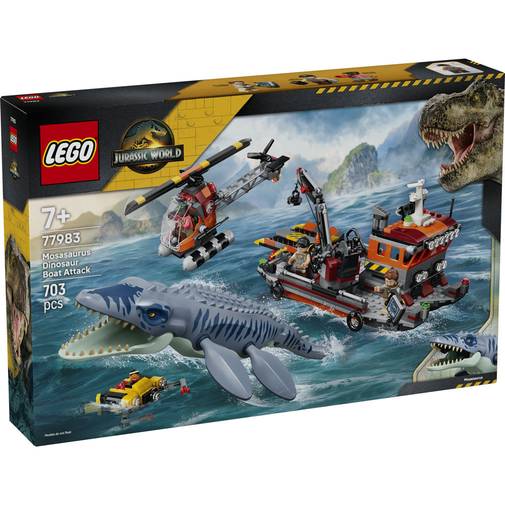 LEGO 77983 Jurassic World Mosasaurus Dinosaur Boat Attack set