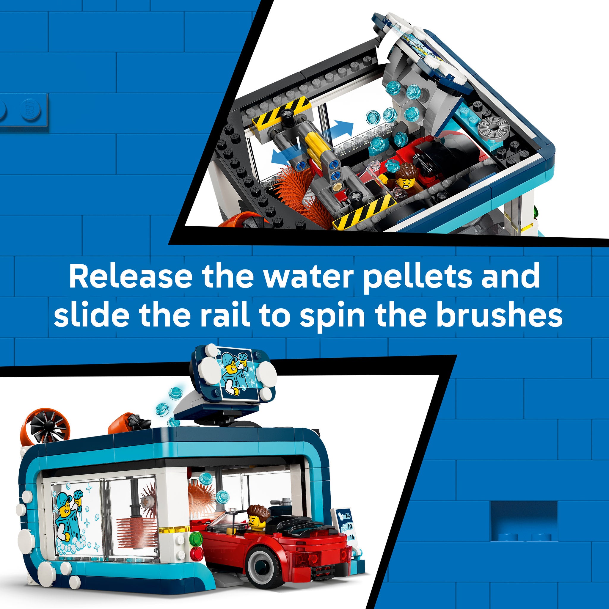 Working water pellet cleaner in LEGO 60497 City Drive-Through Car Wash
