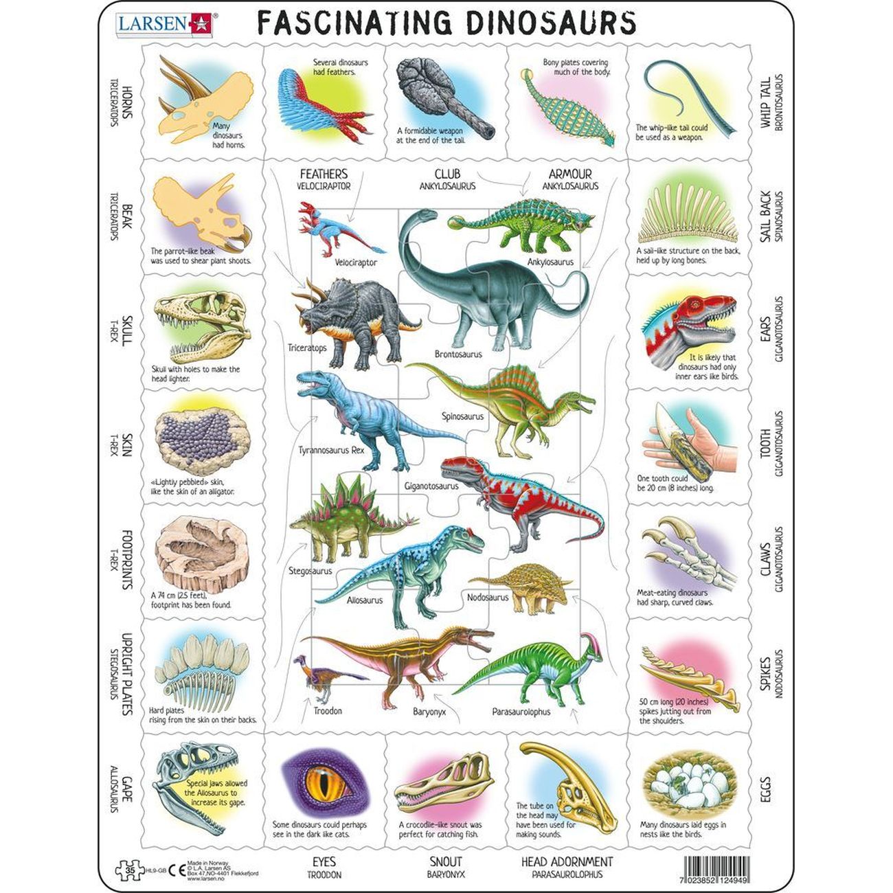 Larsen Fascinating Dinosaurs Frame Tray Puzzle - Toyworld NZ