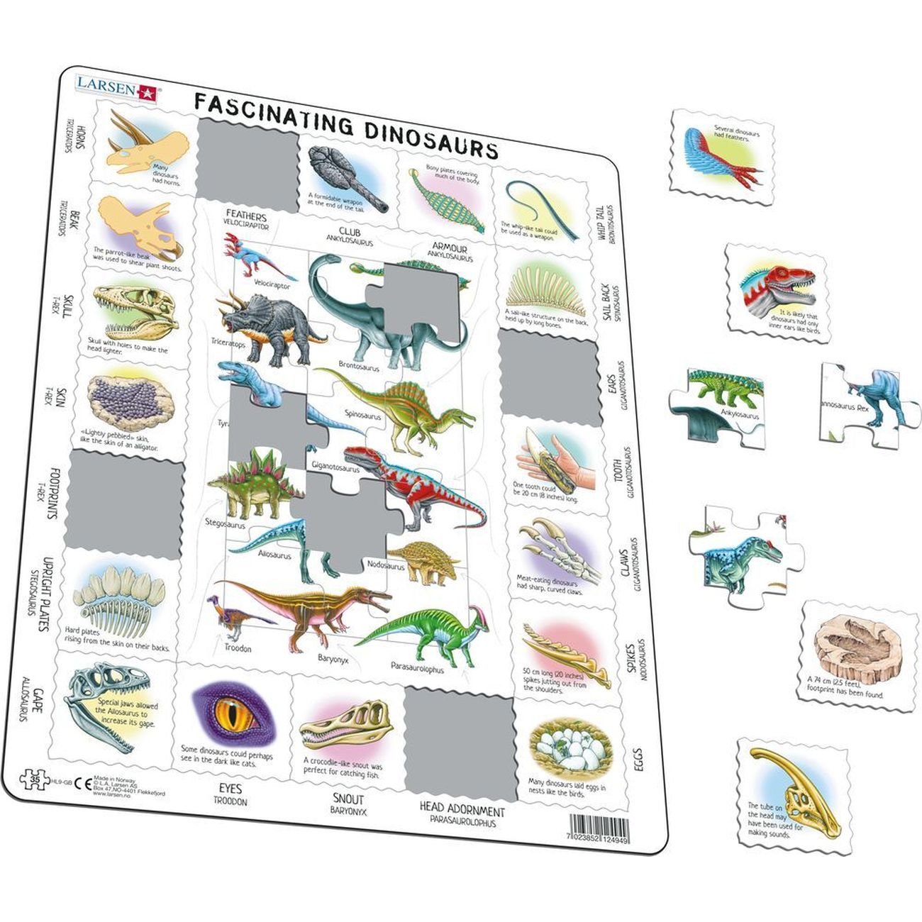 Larsen Fascinating Dinosaurs Frame Tray Puzzle - Toyworld NZ