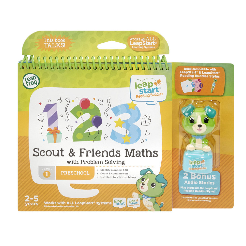 LeapFrog LeapStart Buddies Scout & Friends Maths Learning Book & Figurine, in packaging