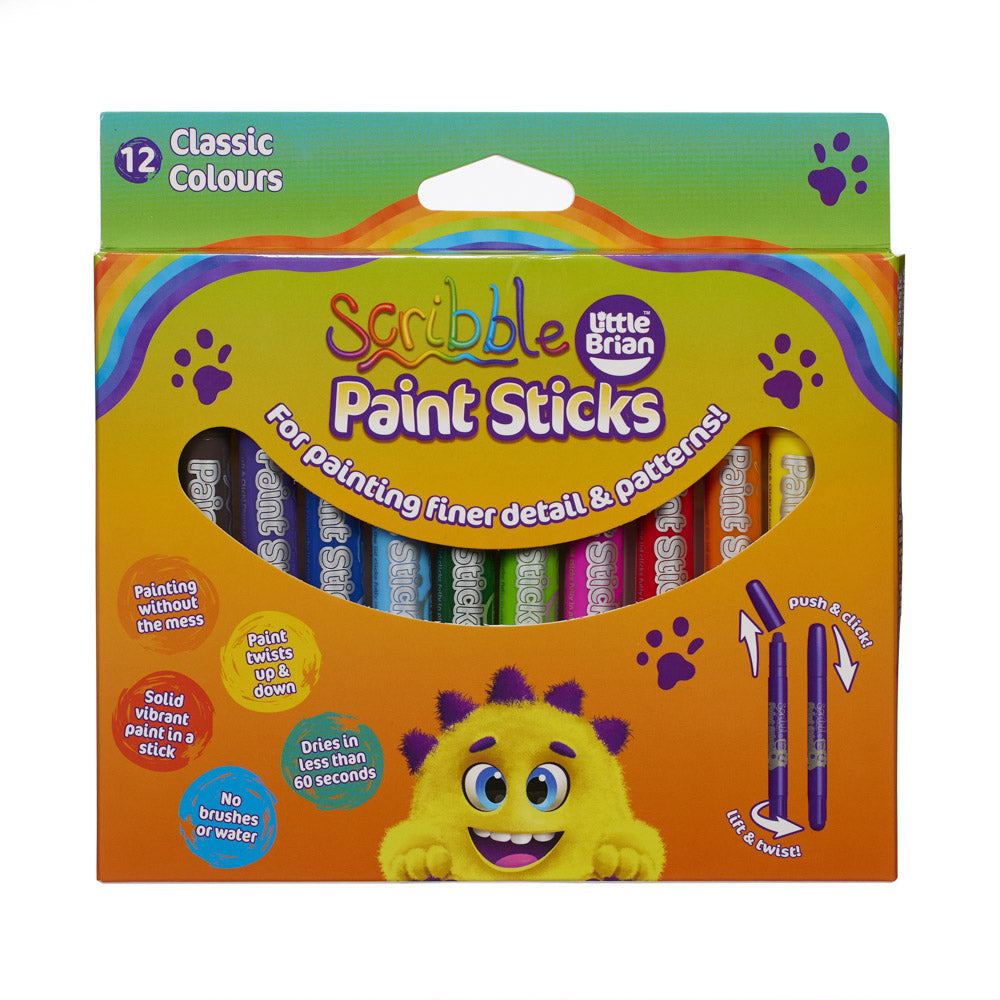 Little Brian Scribble Paint Sticks 12 Pack, in packaging