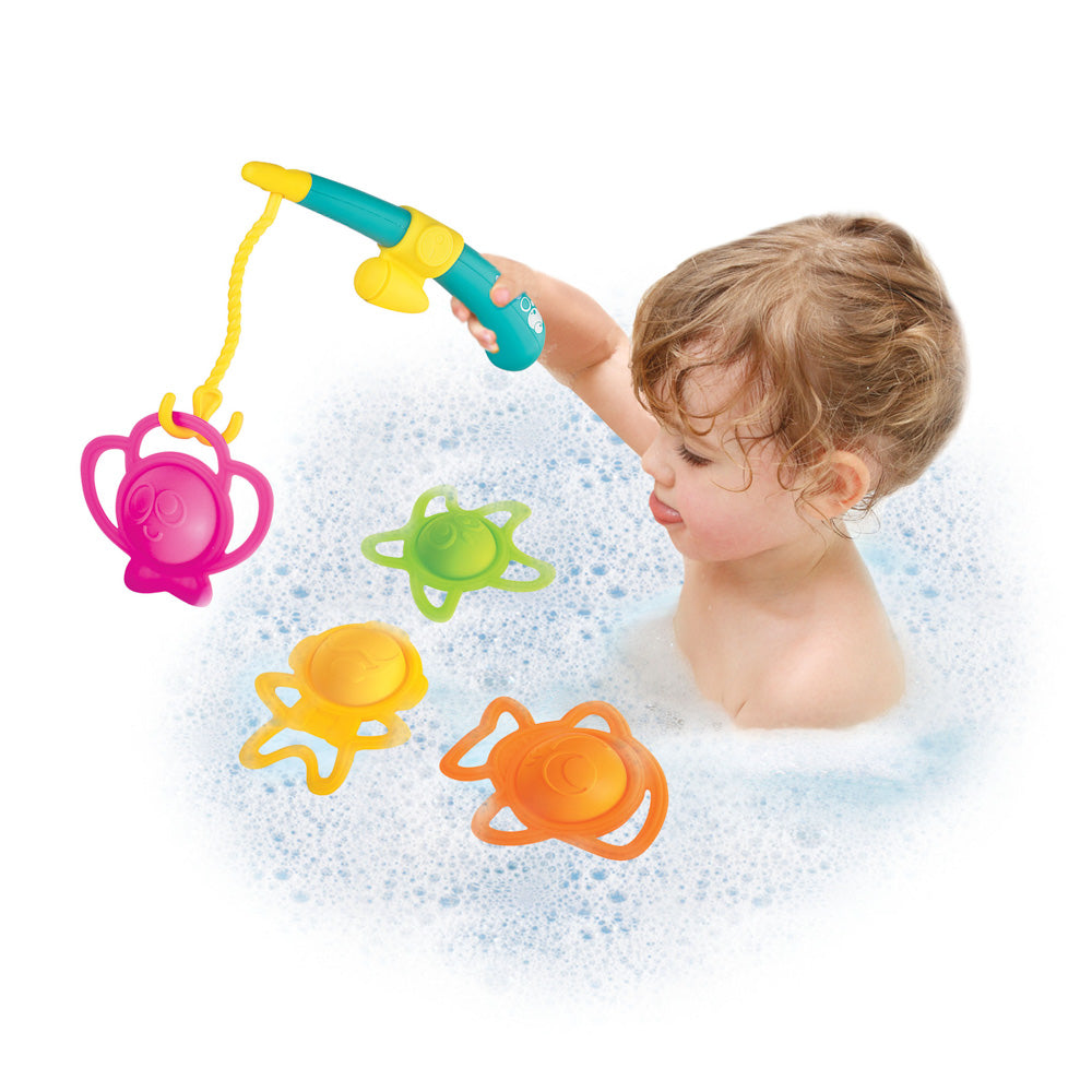 Child playing with the Little Learners Float & Fun Fishing bath toy