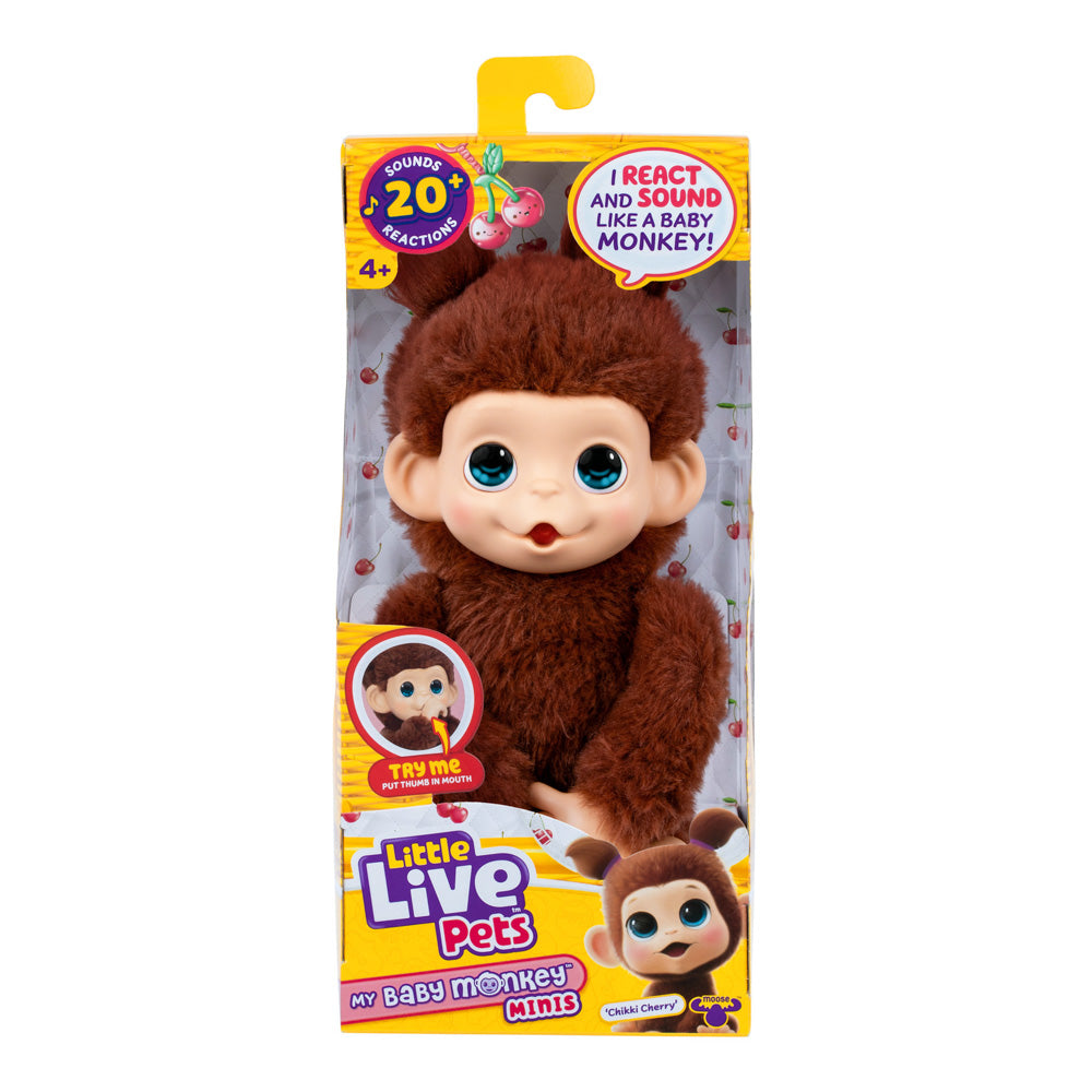 Little Live Pets My Baby Mini Monkey Chikki Cherri Brown Monkey, in packaging