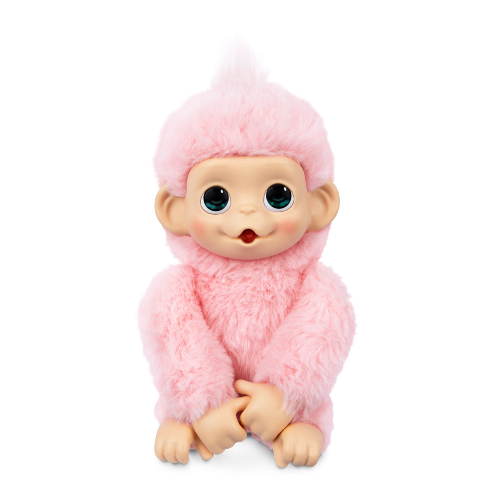 Little Live Pets My Baby Mini Monkey - Luna Lemon Pink Toy Monkey, sitting