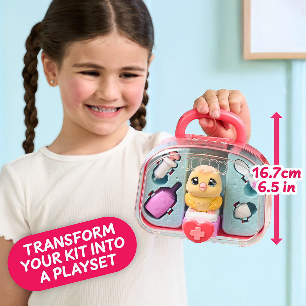 Child playing with the Little Live Pets Ouchies Series 2 Mini Chirpy Chick Bird