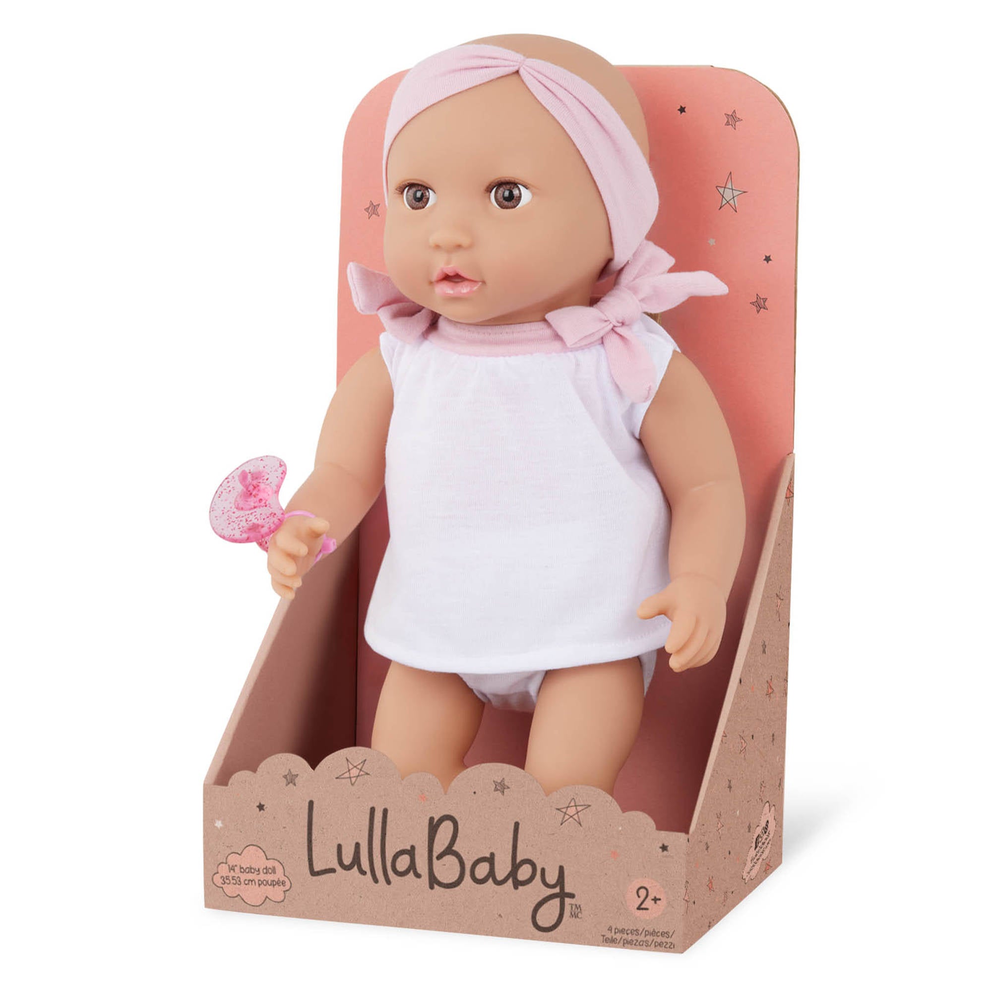 Lullababy 14 Inch Doll with 2 Piece Outfit & Pink Headband - Toyworld NZ