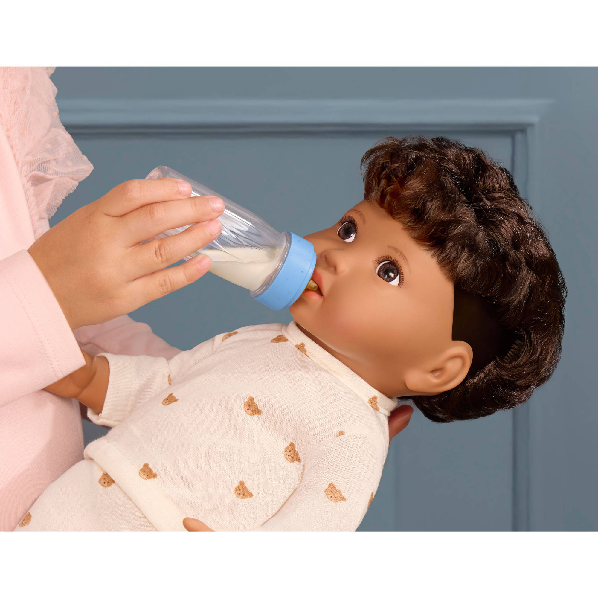 Lullababy 14 Inch Doll with Brunette Hair & Bottle Set - Boy