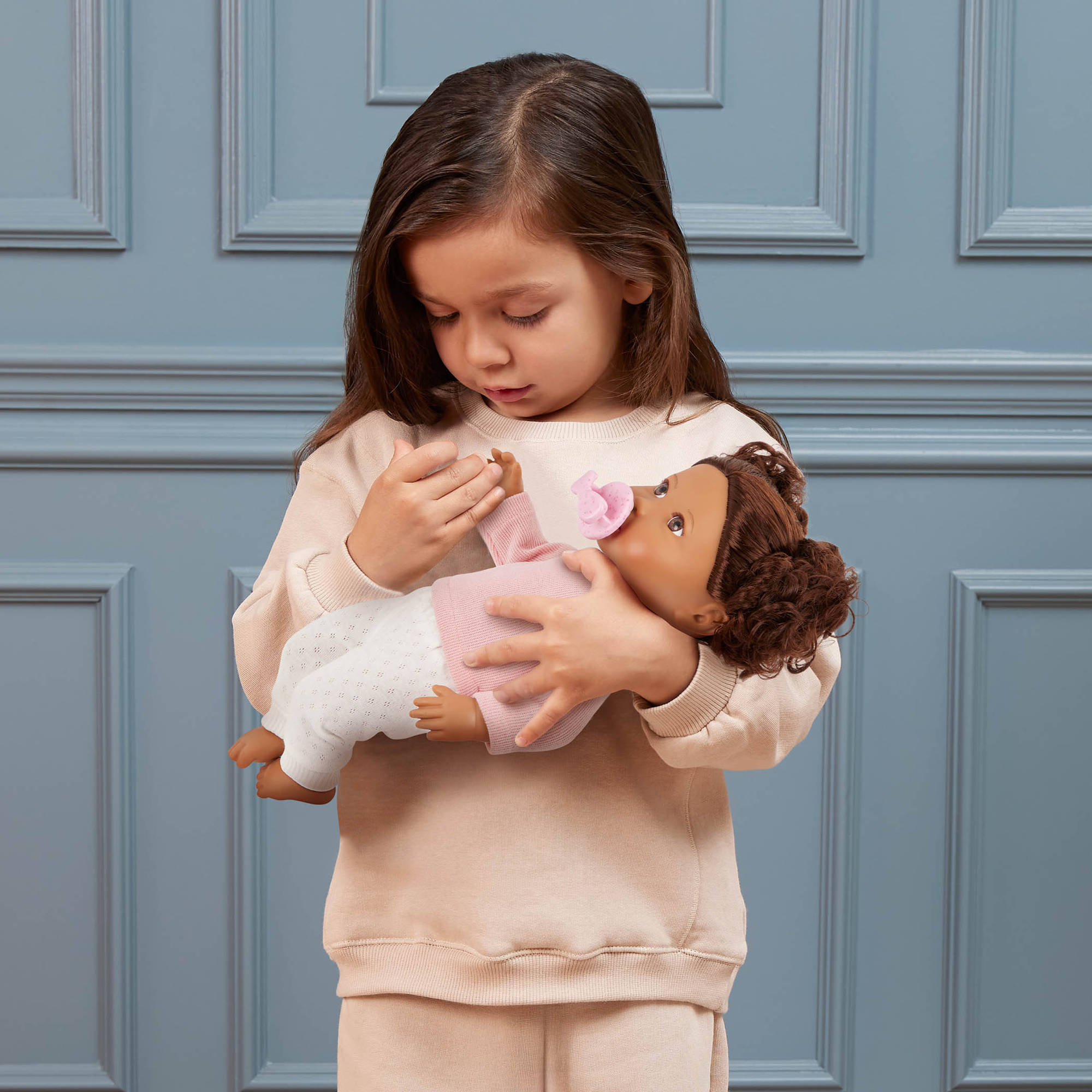 Lullababy 14 Inch Doll with Wavy Brown Hair