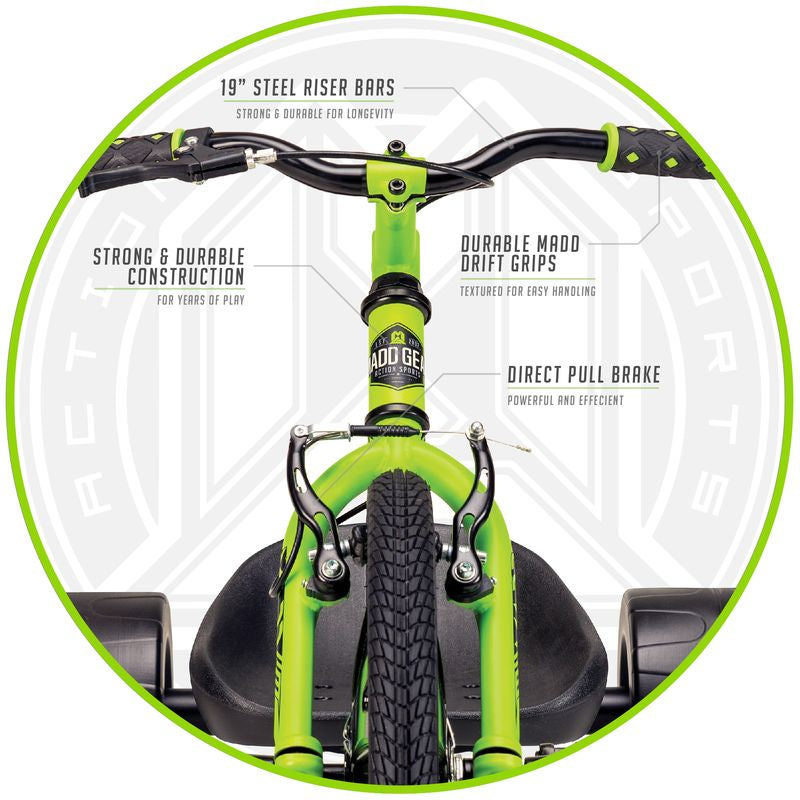 madd gear drift trike Madd Gear Mini Drift Trike Green/Black – Toyworld NZ