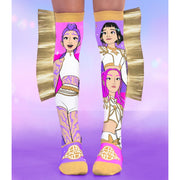 MADMIA KPop Demon Hunters Golden Socks with gold fringe.