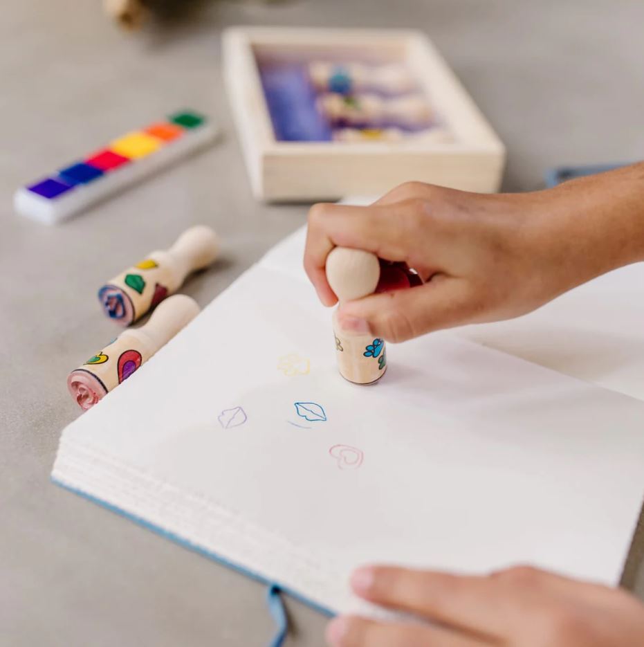 Melissa & Doug Wooden Stamp Set - Happy Handles - Toyworld NZ