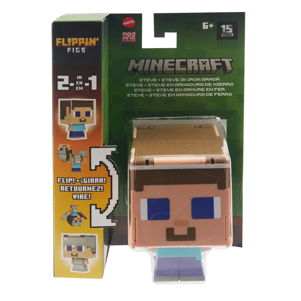 Minecraft Flippin' Figs - Steve + Steve In Iron Armor