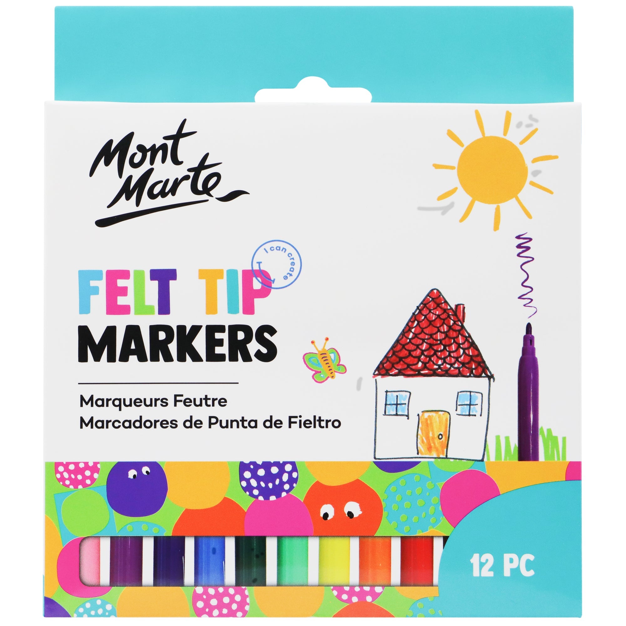 Mont Marte Felt Tip Markers 12 Pack