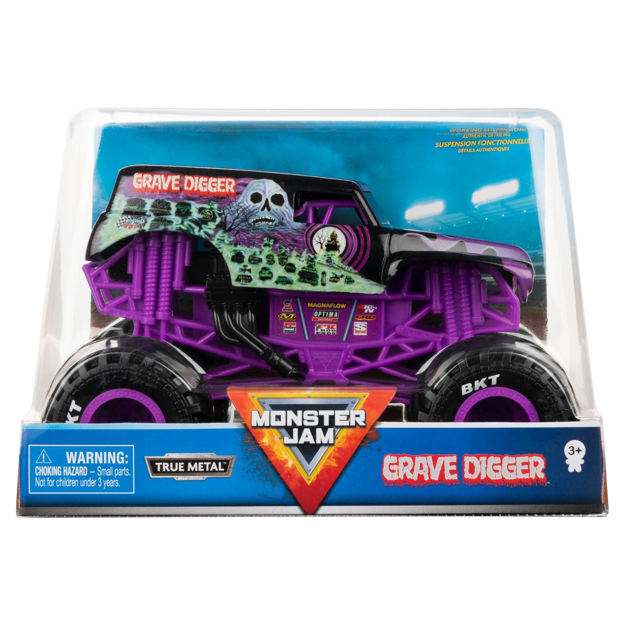 Monster Jam 1:24 Collector Die Cast Grave Digger Purple Chassis - Toyworld NZ