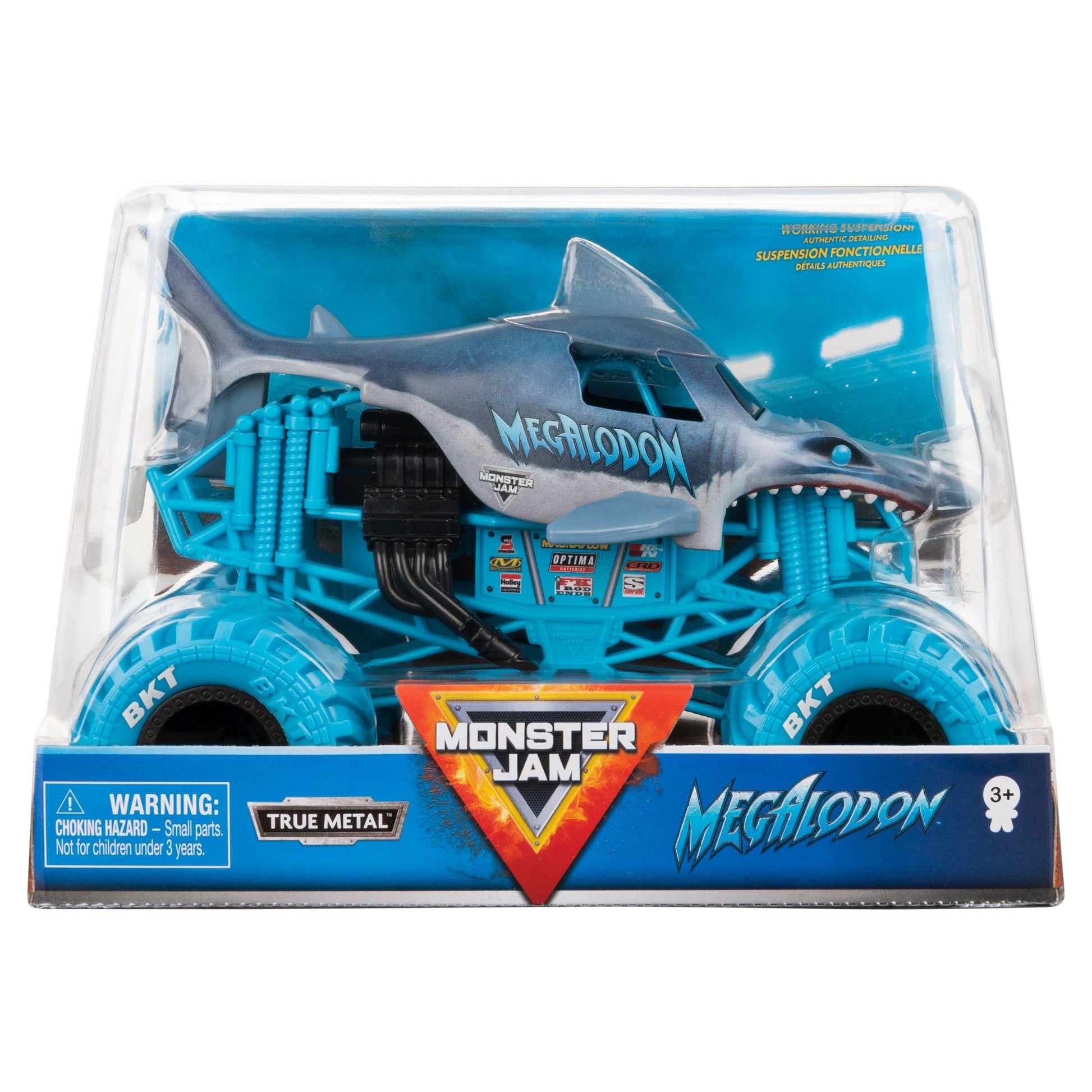 Monster Jam 1:24 Collector Die Cast MEGAlodon Blue Chassis - Toyworld NZ