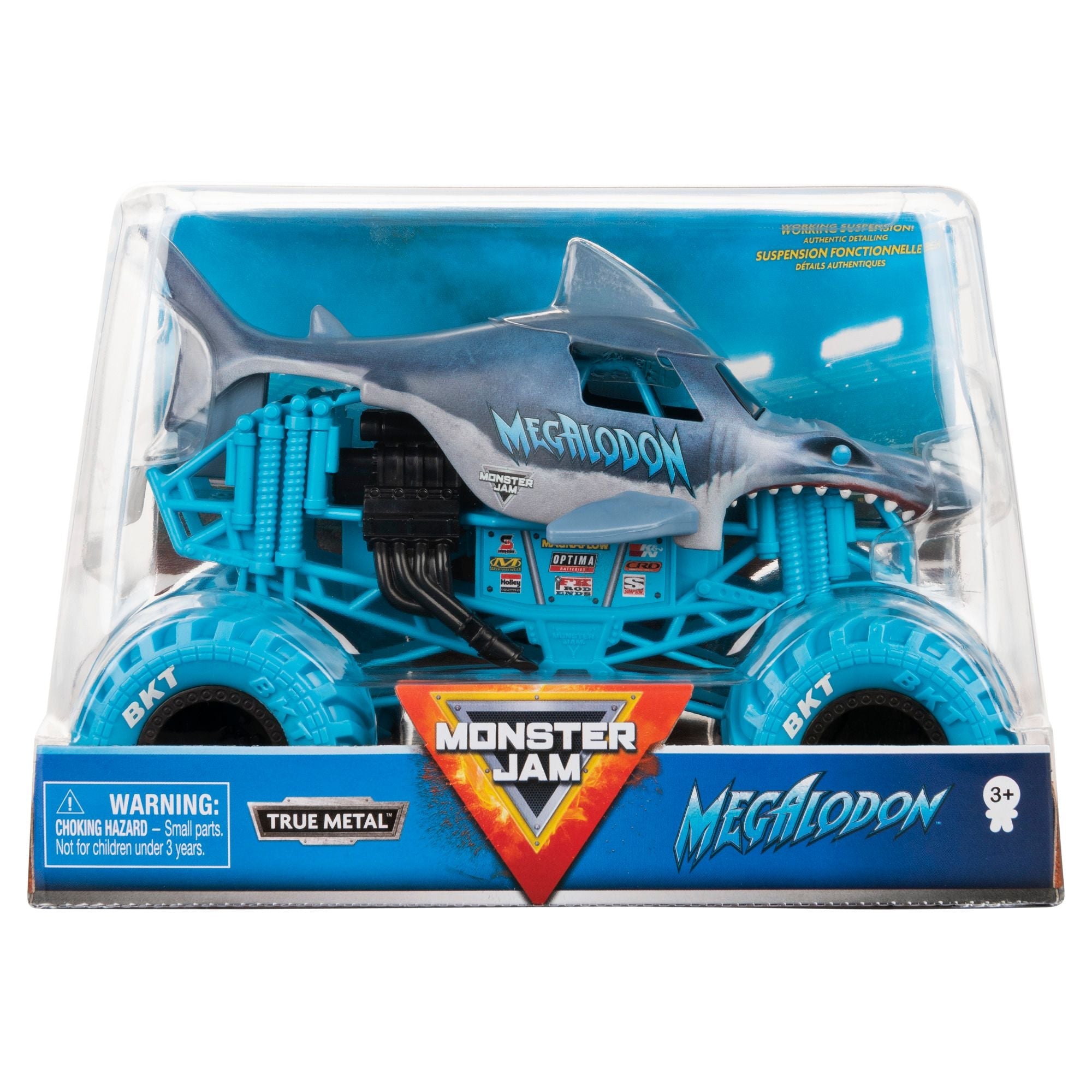 Monster Jam 1:24 Collector Die Cast MEGAlodon Blue Chassis - Toyworld NZ