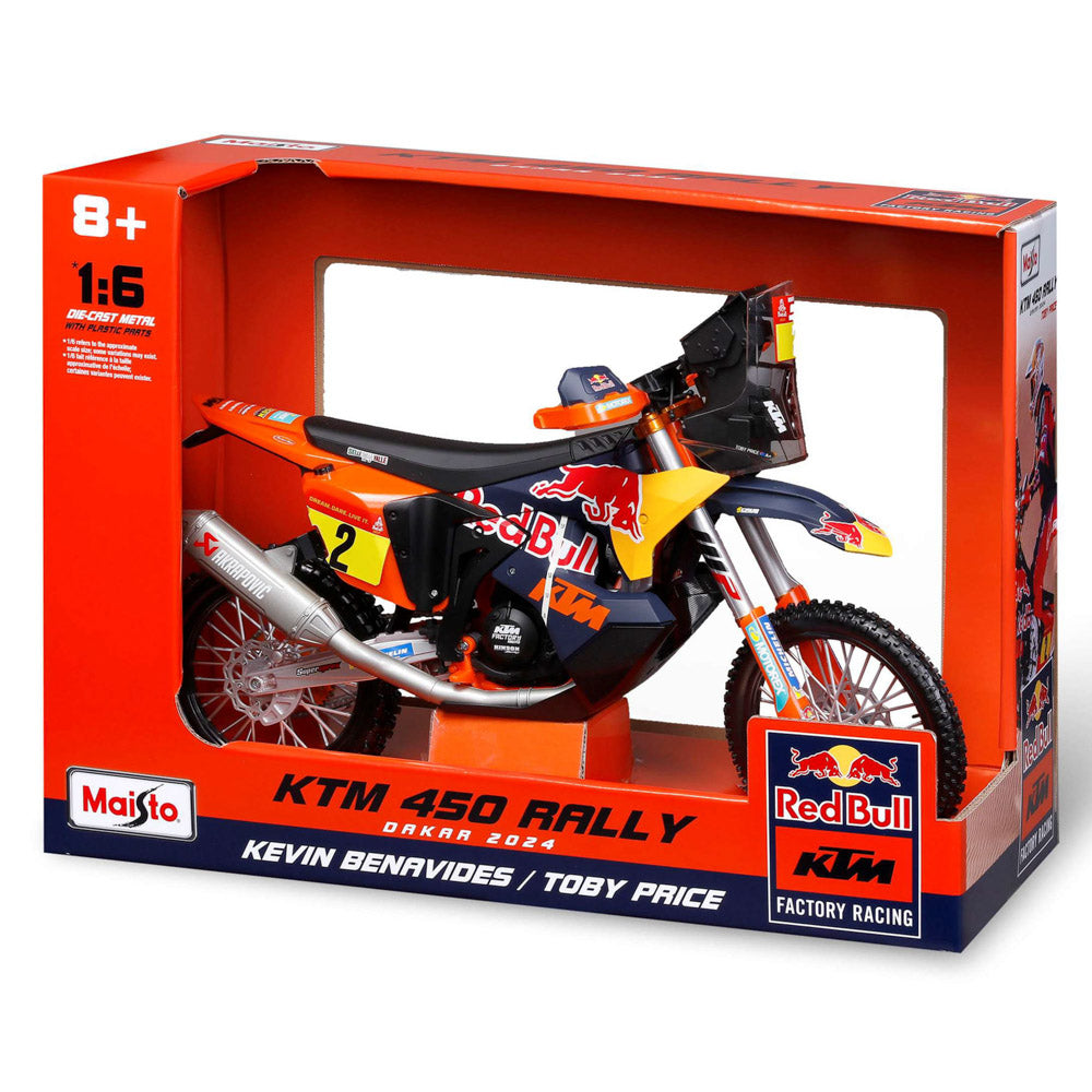 Maisto 16 Red Bull KTM 450 Rally Dakar Motorbike Motorcycle #8 Toby Price  #Kevin Benavides, in packaging