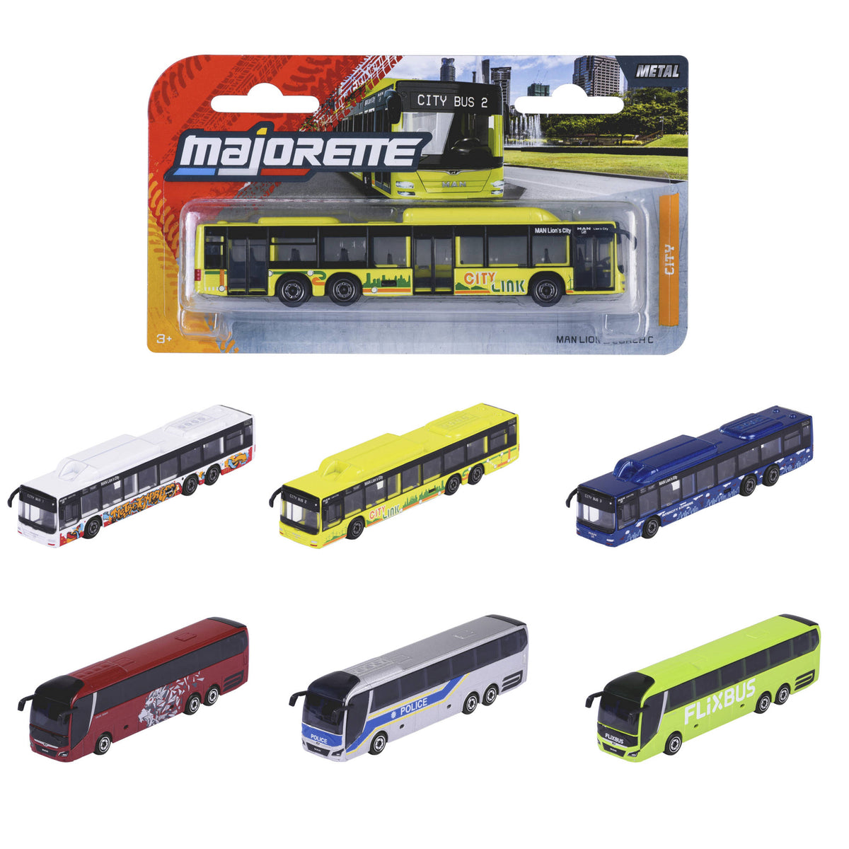 Majorette City Man Toy Bus Busses - Assorted Styles.