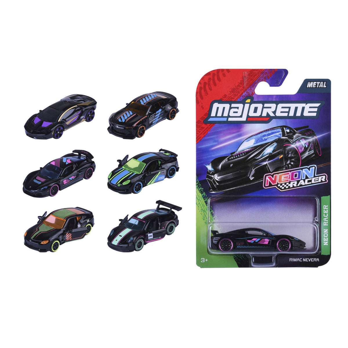 Majorette Neon Racer Premium Toy Cars - Assorted Styles.